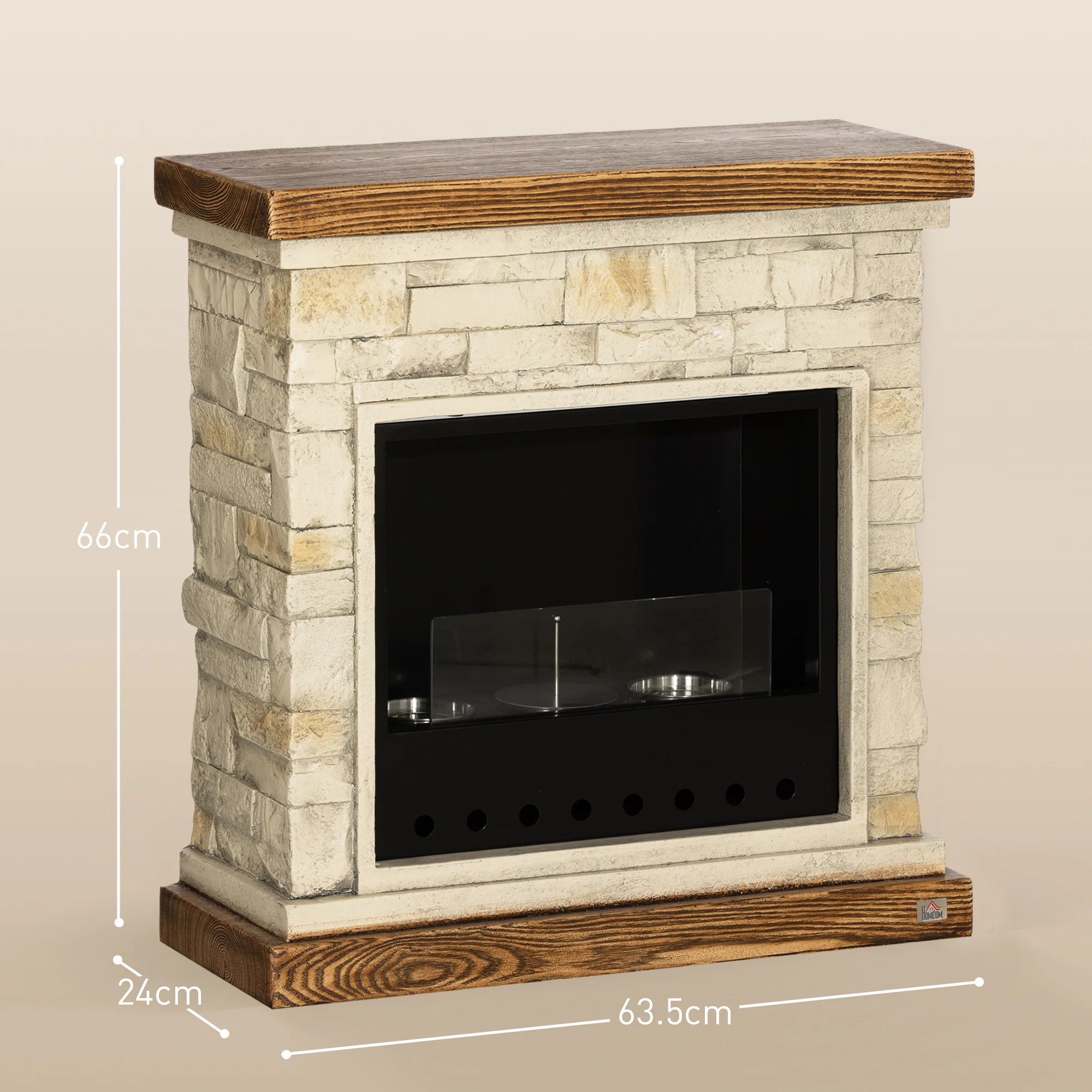 HOMCOM Brown Bioethanol Fire, Ethanol and Gel Fireplace, 3 Hours Burns - Image 5