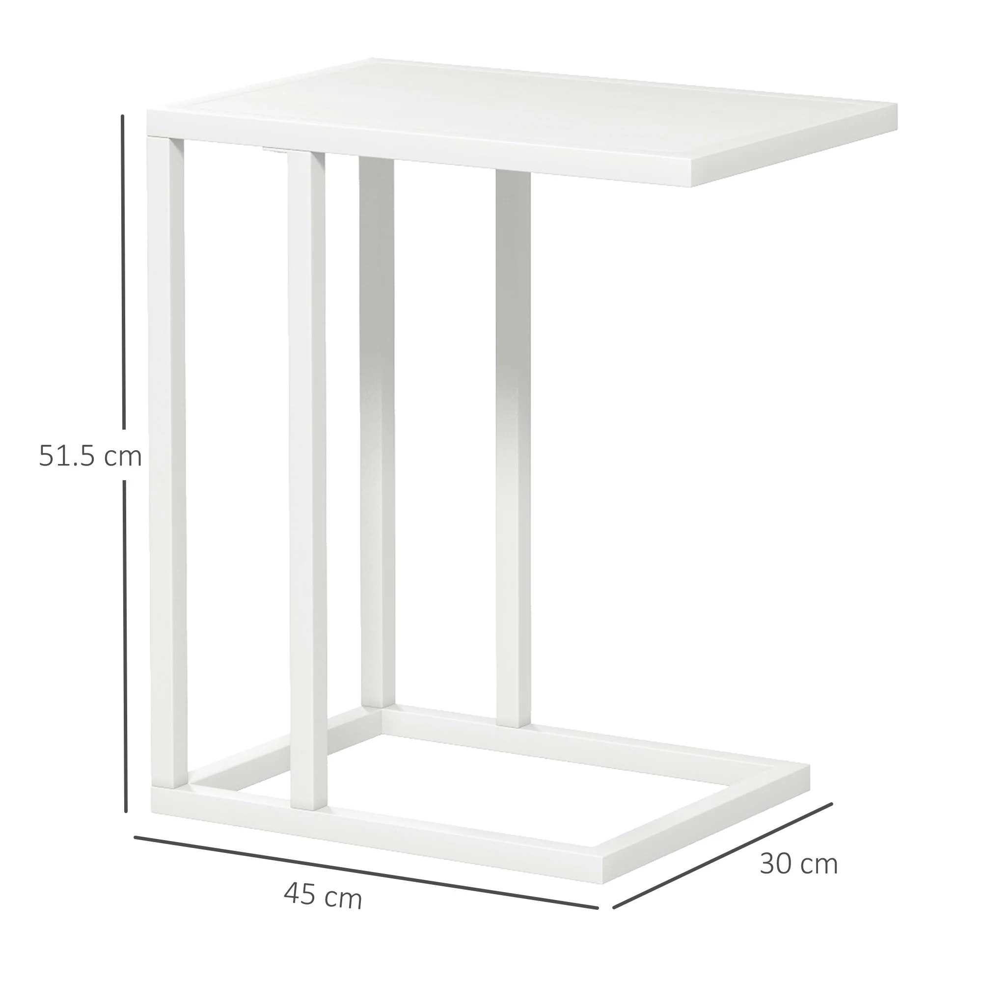 HOMCOM C Shape Side Table W/ Wood-Effect Top, White/Black - Image 5