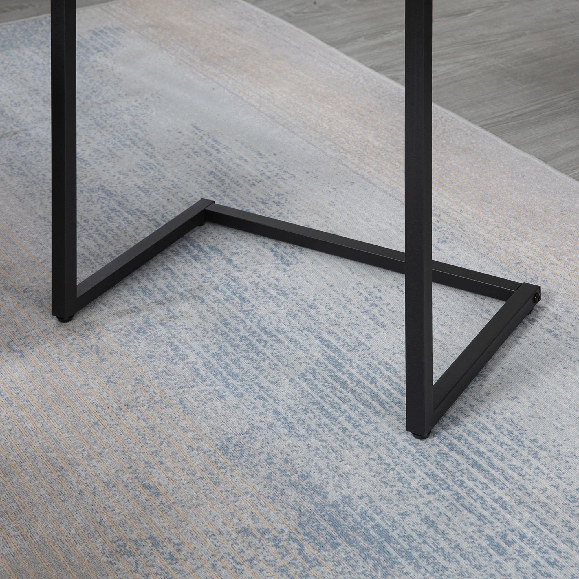 HOMCOM C-Shaped Nesting Tables Set Of 3 With Steel Frame, Rustic Brown - Image 9