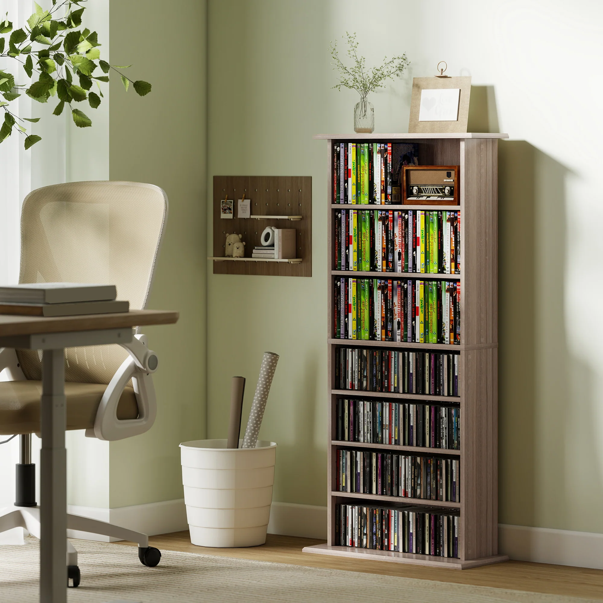 HOMCOM CD Storage Unit DVD Tower Blu-ray Storage Shelf for Living Room - Image 2