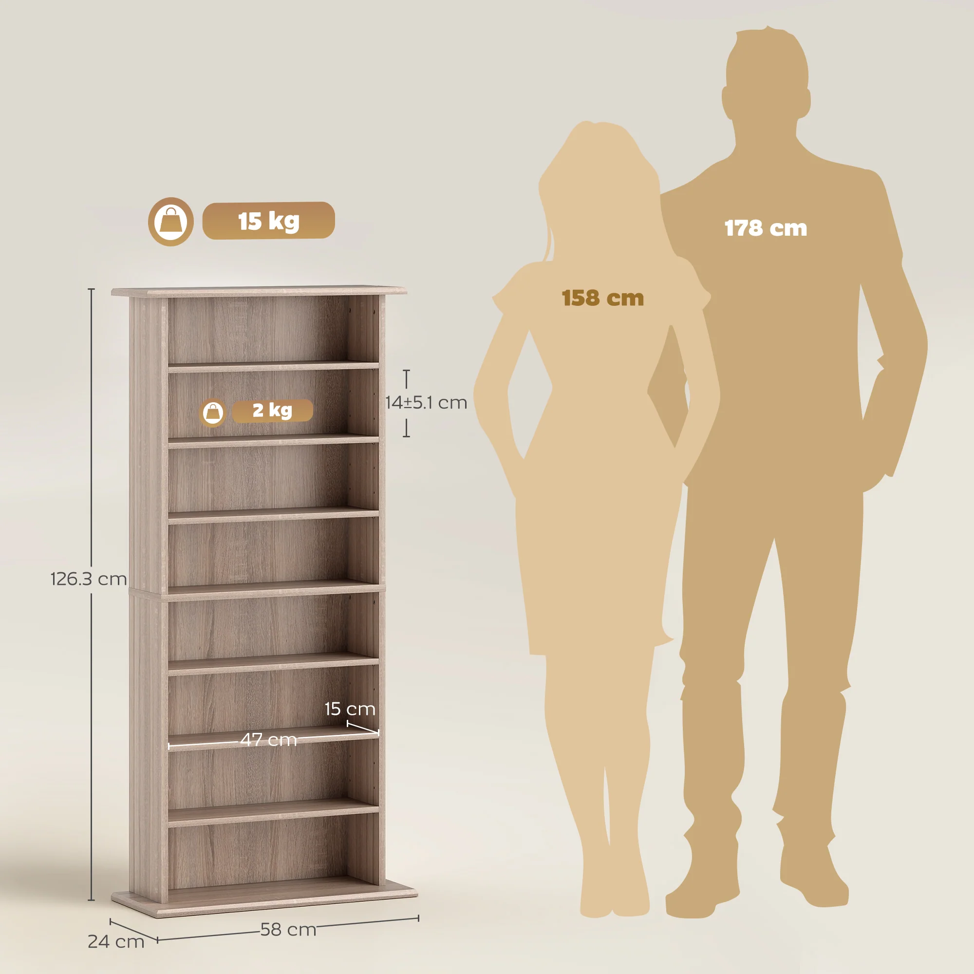 HOMCOM CD Storage Unit DVD Tower Blu-ray Storage Shelf for Living Room - Image 5