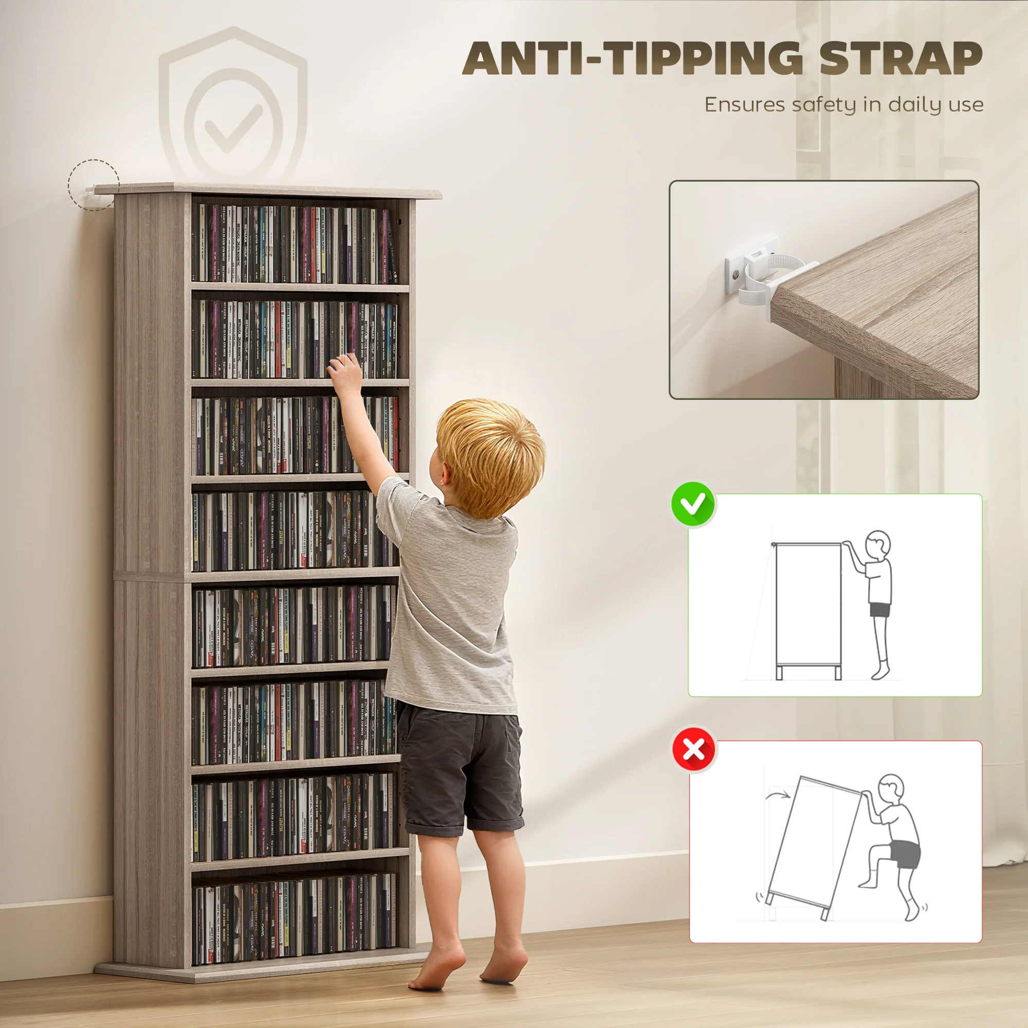 HOMCOM CD Storage Unit DVD Tower Blu-ray Storage Shelf for Living Room - Image 6