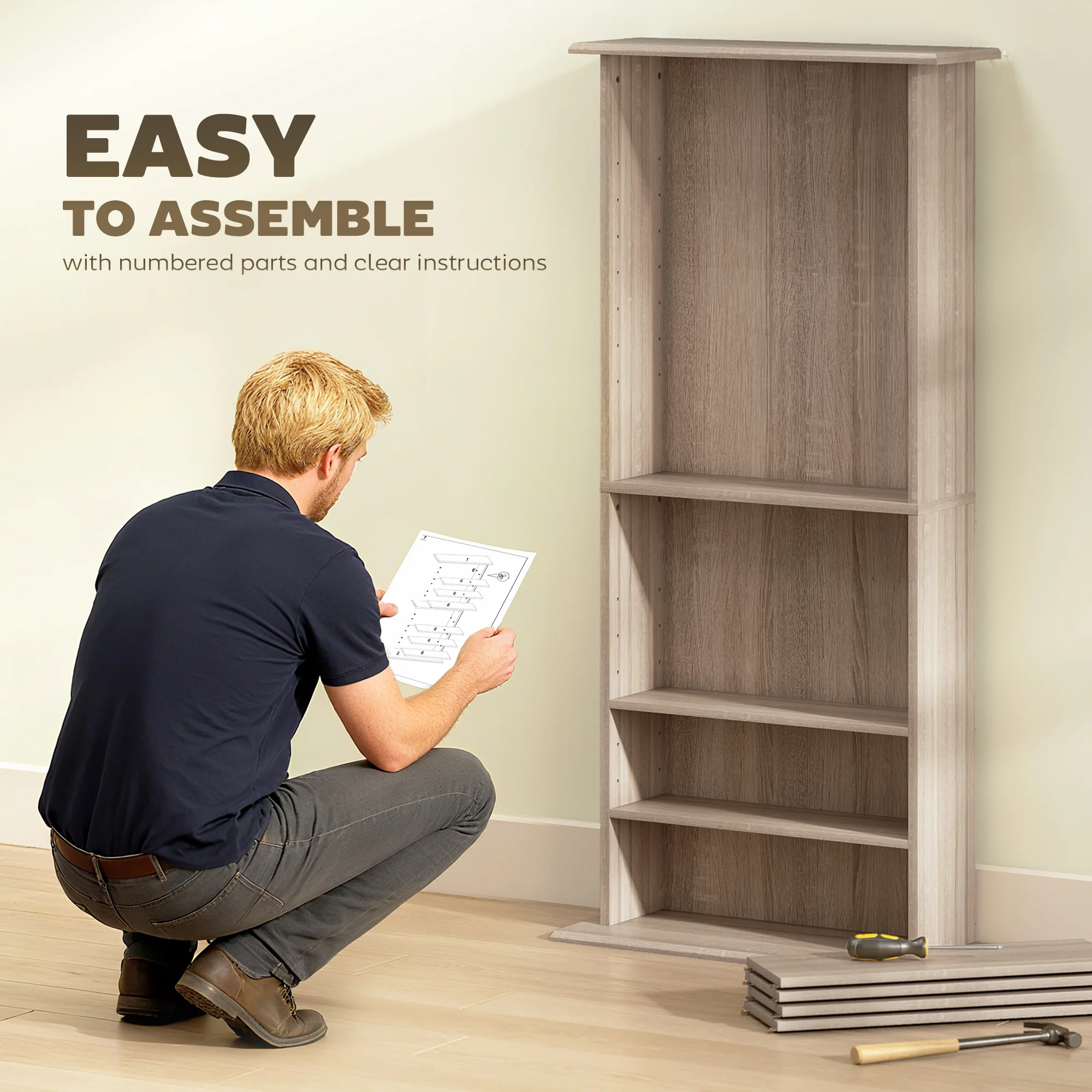 HOMCOM CD Storage Unit DVD Tower Blu-ray Storage Shelf for Living Room - Image 7