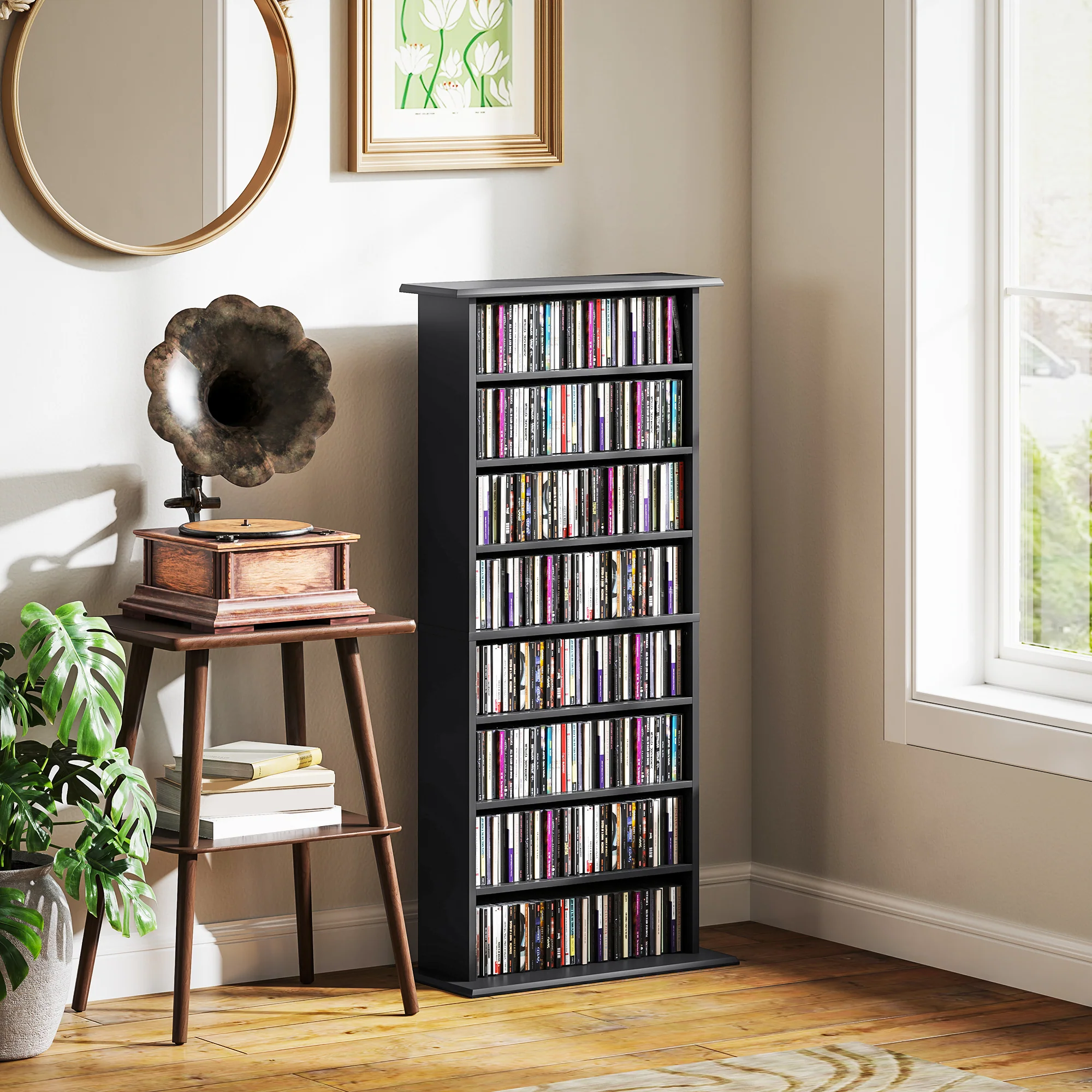 HOMCOM CD Storage Unit DVD Tower Blu-ray Storage Shelf For Living Room - Image 2