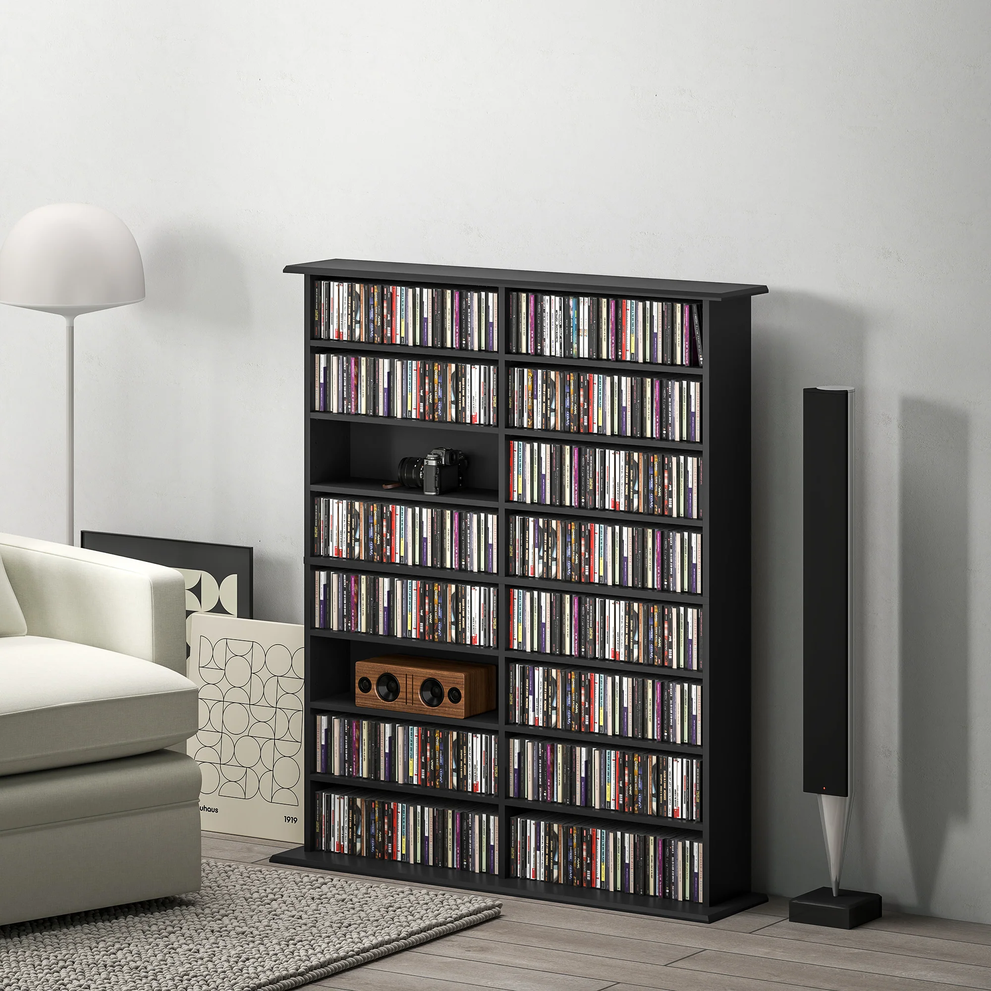HOMCOM CD Storage Unit DVD Tower Blu-ray Storage Shelf For Office - Image 2