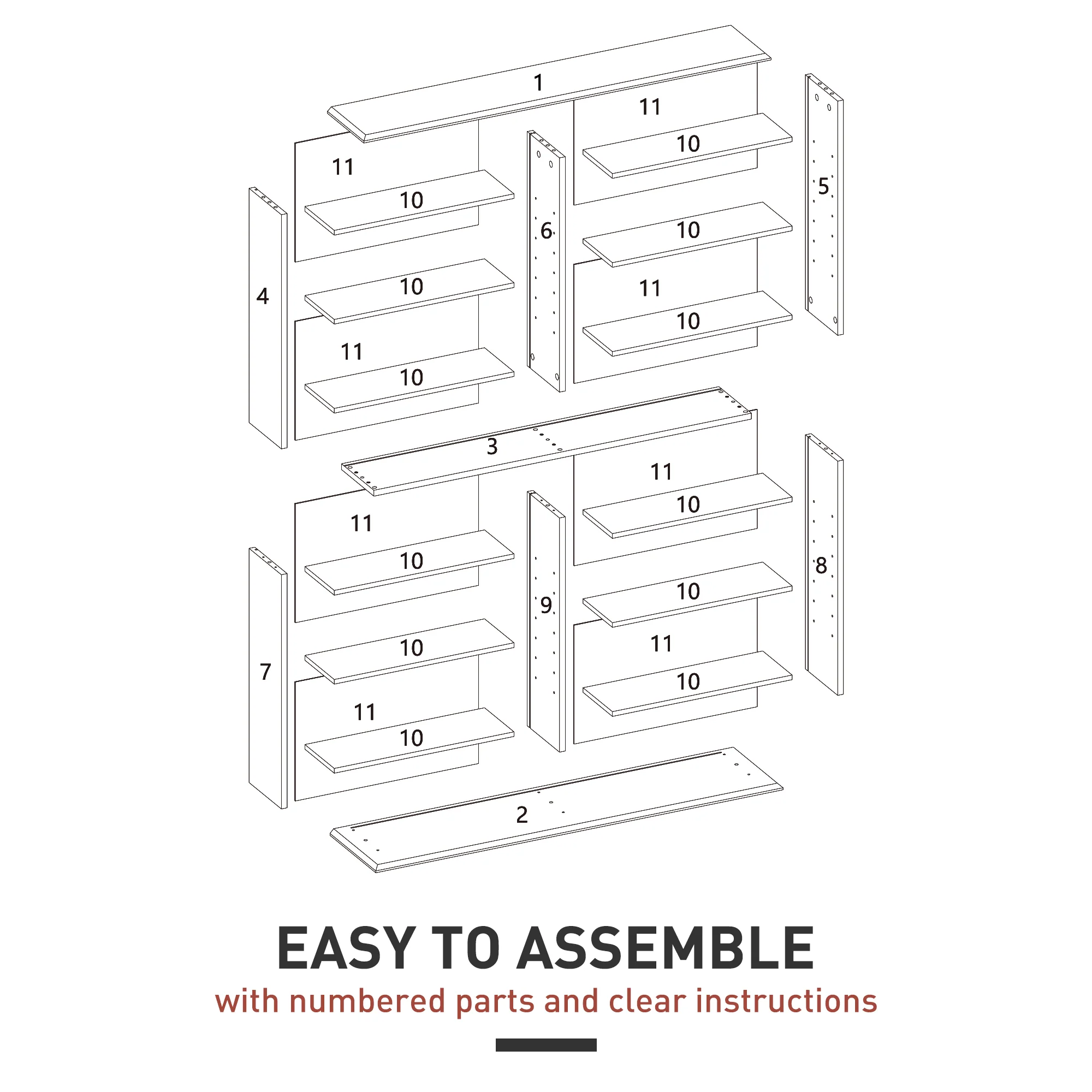 HOMCOM CD Storage Unit DVD Tower Blu-ray Storage Shelf For Office - Image 25
