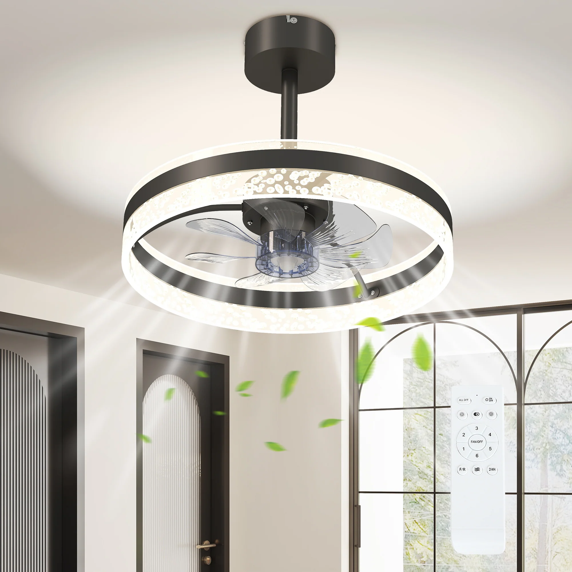HOMCOM Ceiling Fan Light With 3 Colour, Timer, Reversible, Remote