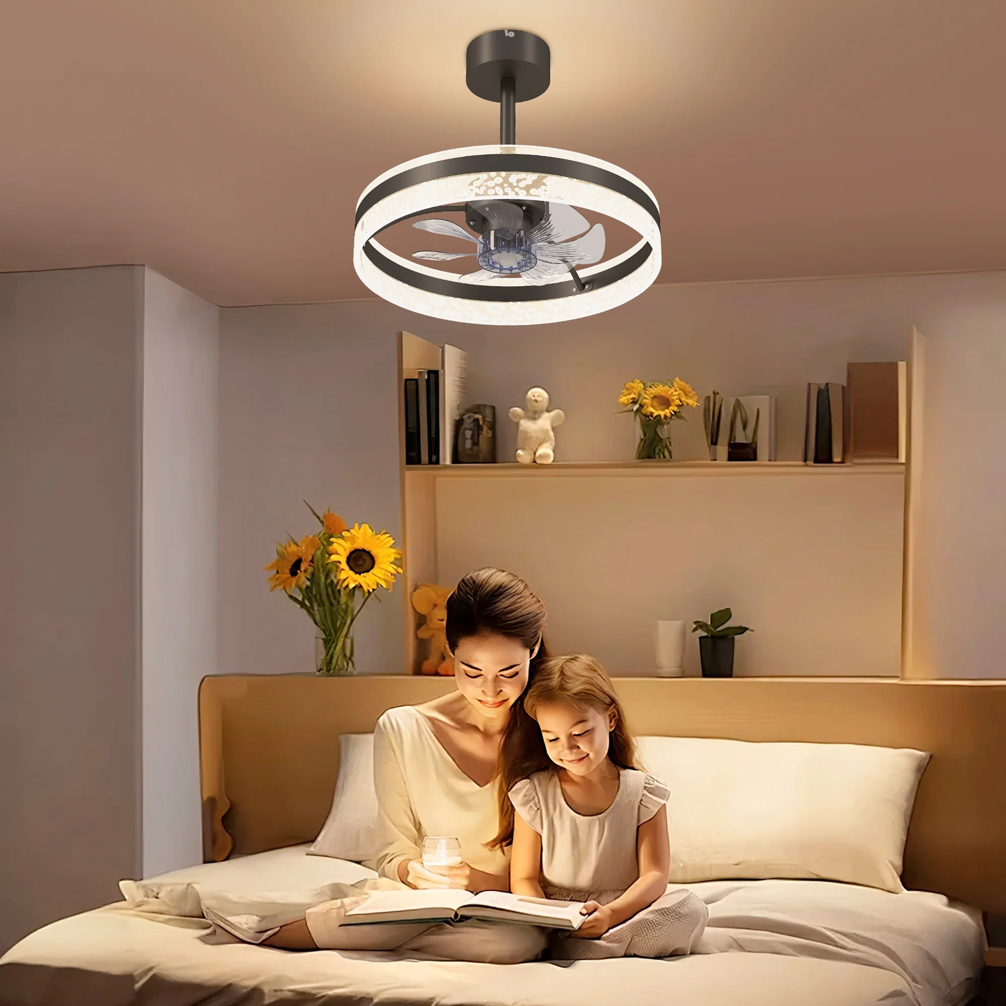 HOMCOM Ceiling Fan Light With 3 Colour, Timer, Reversible, Remote - Image 2
