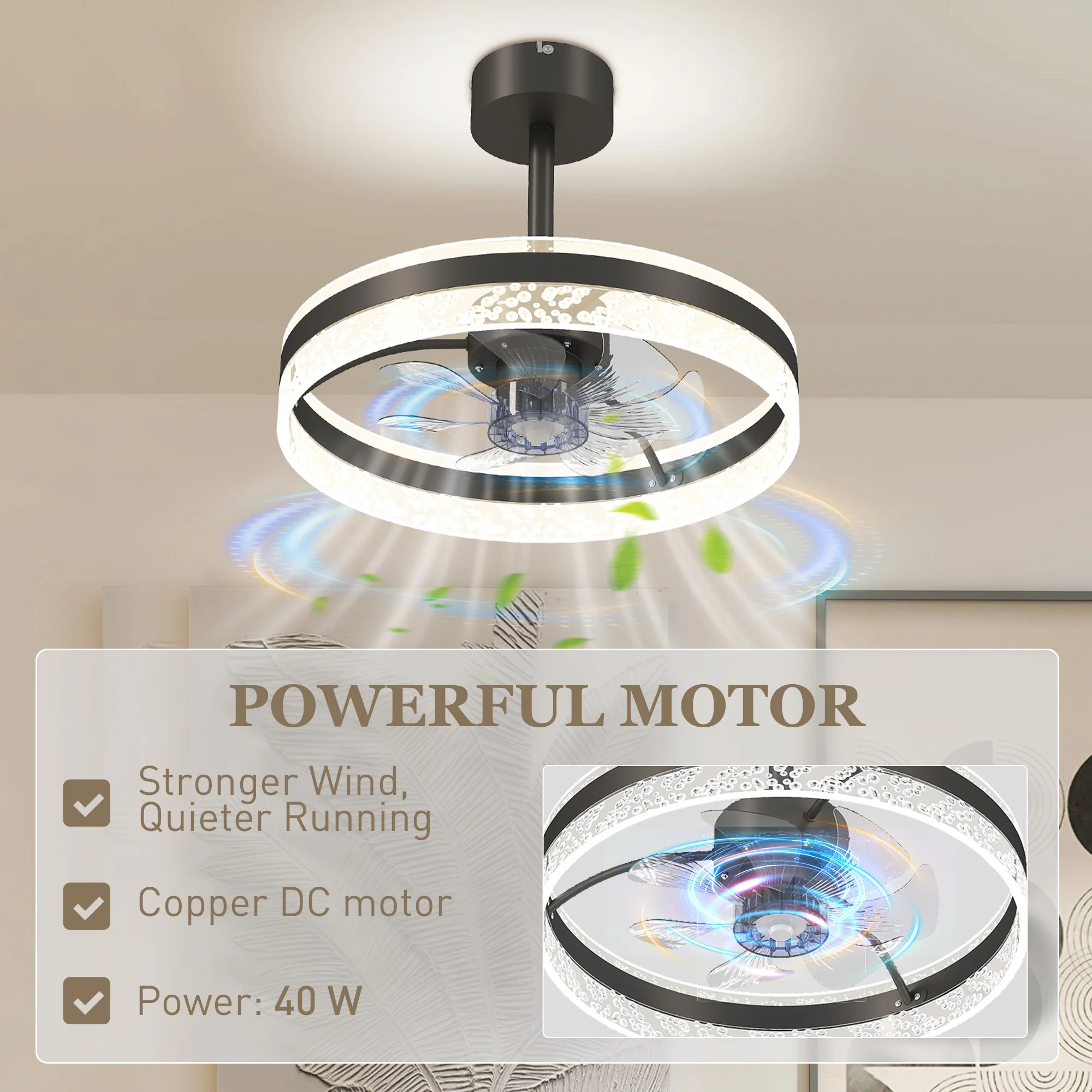 HOMCOM Ceiling Fan Light With 3 Colour, Timer, Reversible, Remote - Image 6