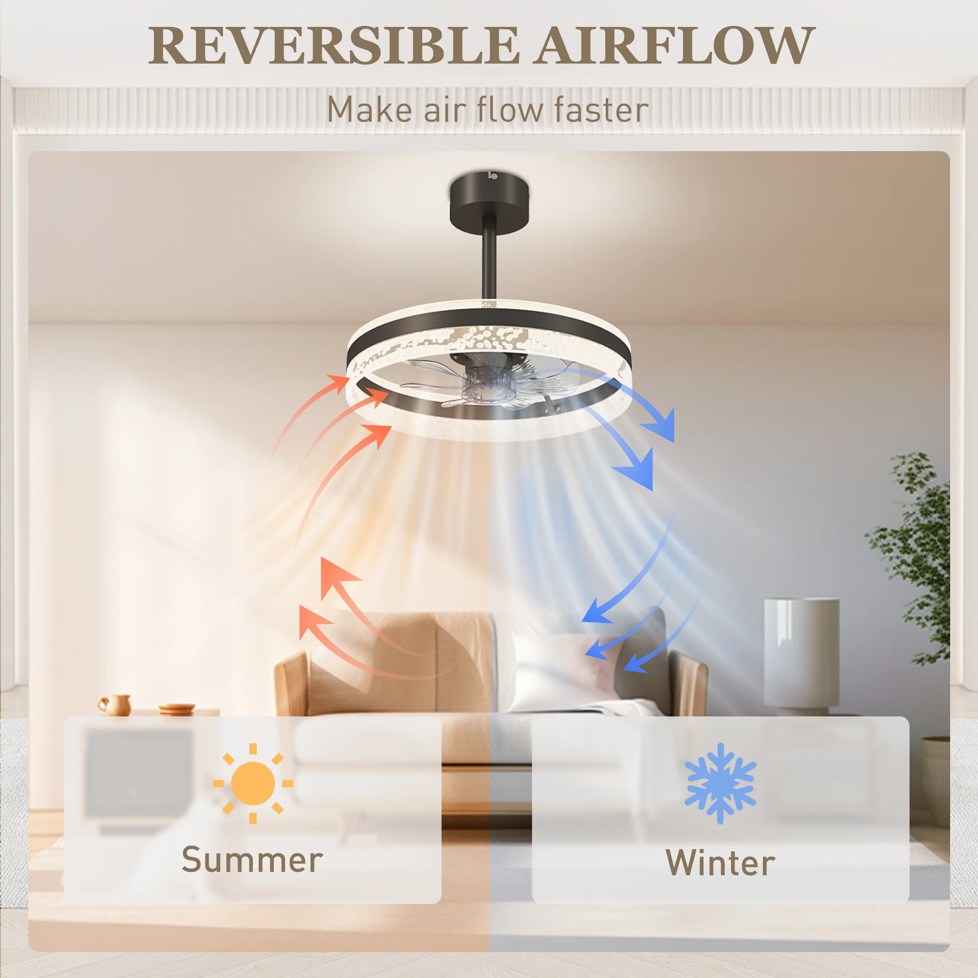 HOMCOM Ceiling Fan Light With 3 Colour, Timer, Reversible, Remote - Image 7