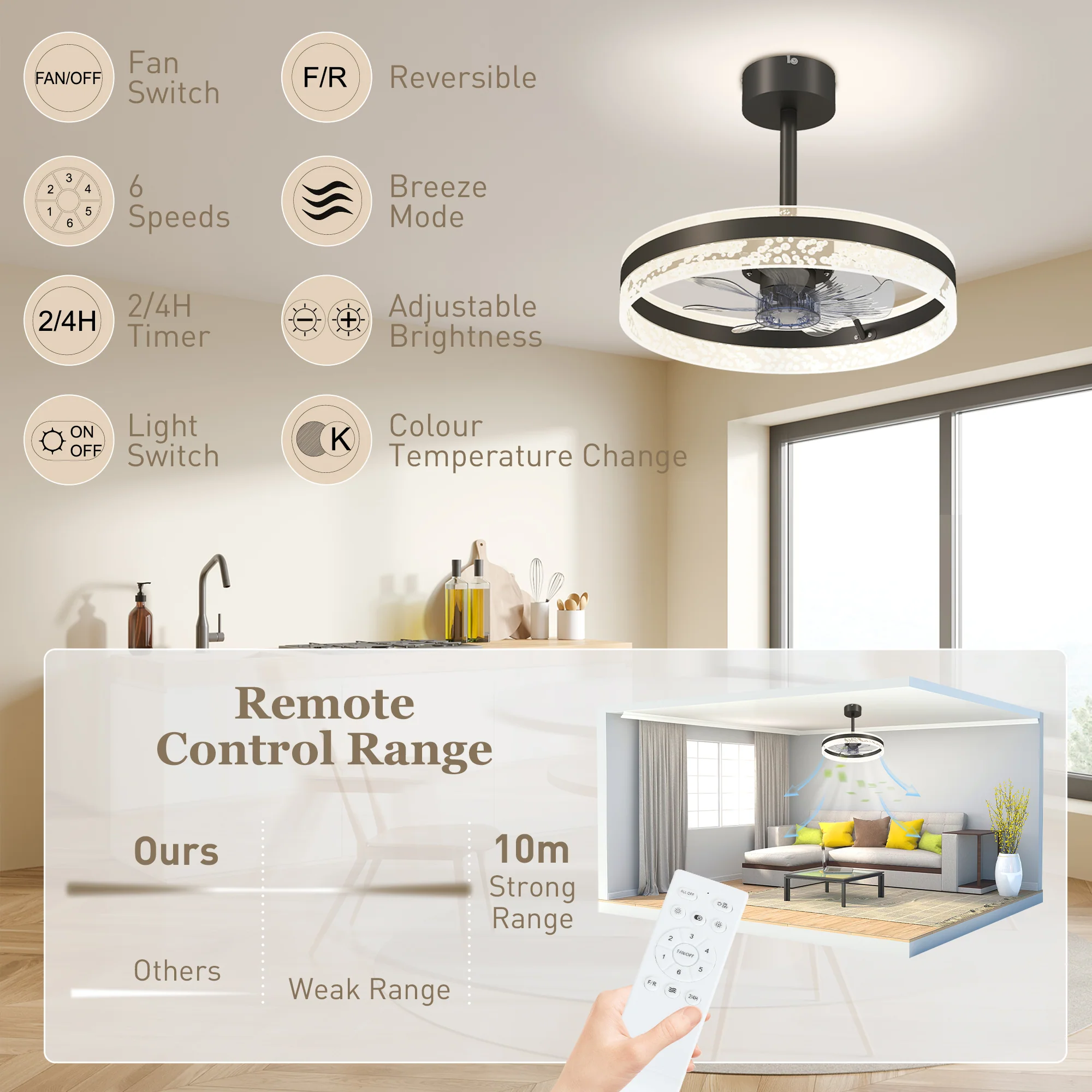 HOMCOM Ceiling Fan Light With 3 Colour, Timer, Reversible, Remote - Image 8