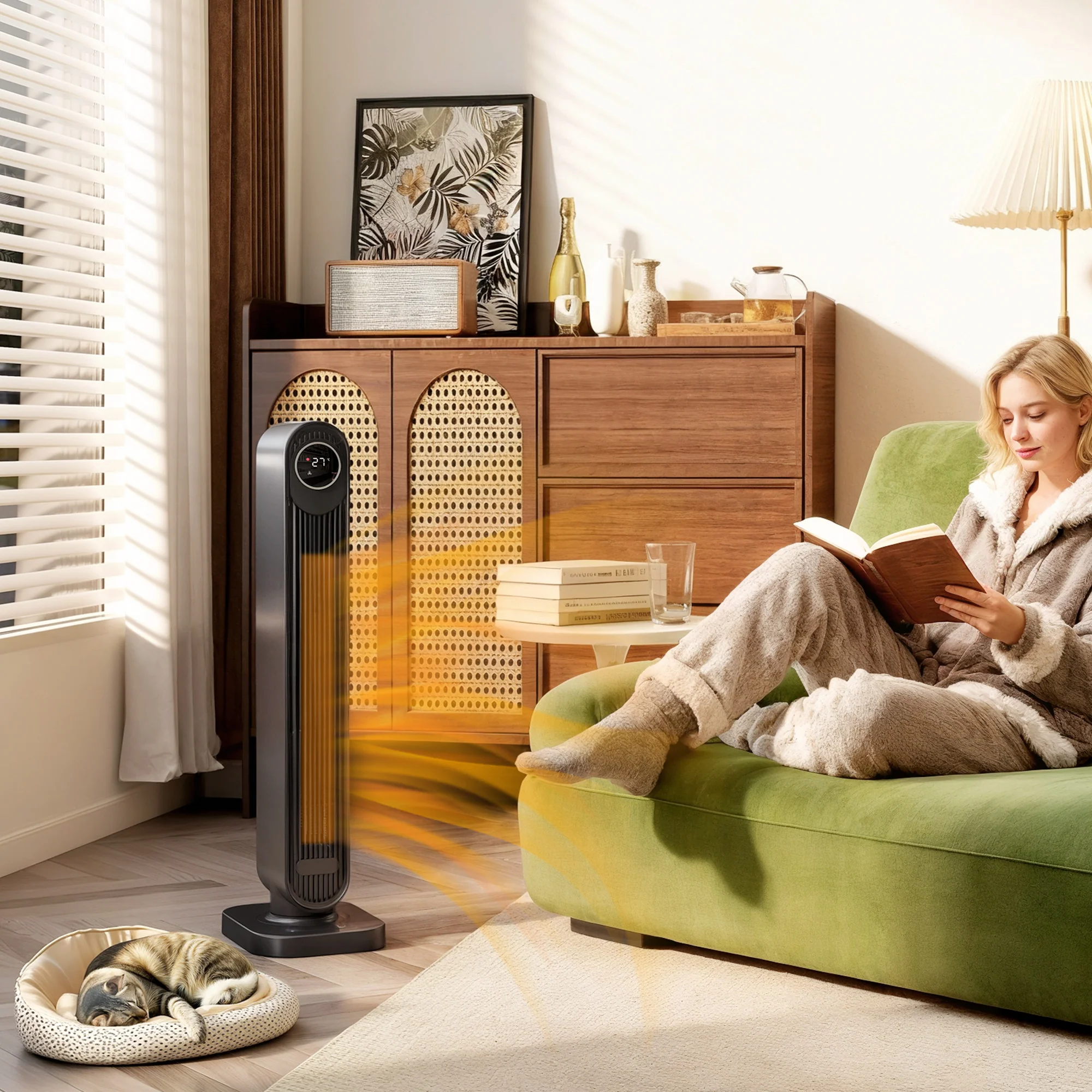 HOMCOM Ceramic Electric Heater, 2000W Fan Space Heater, Black - Image 2