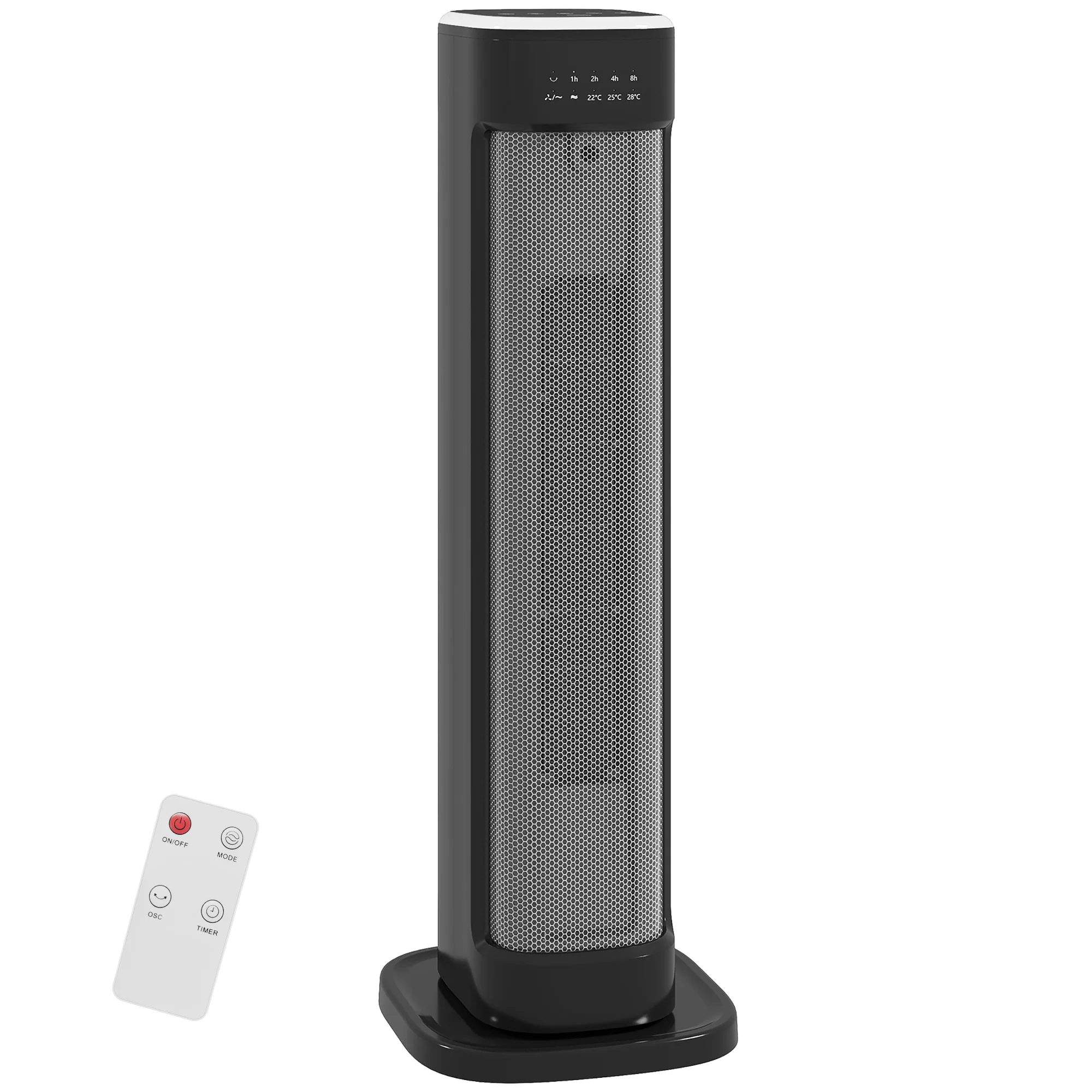 HOMCOM Ceramic Electric Heater, 2000W Space Heater With Timer, Black