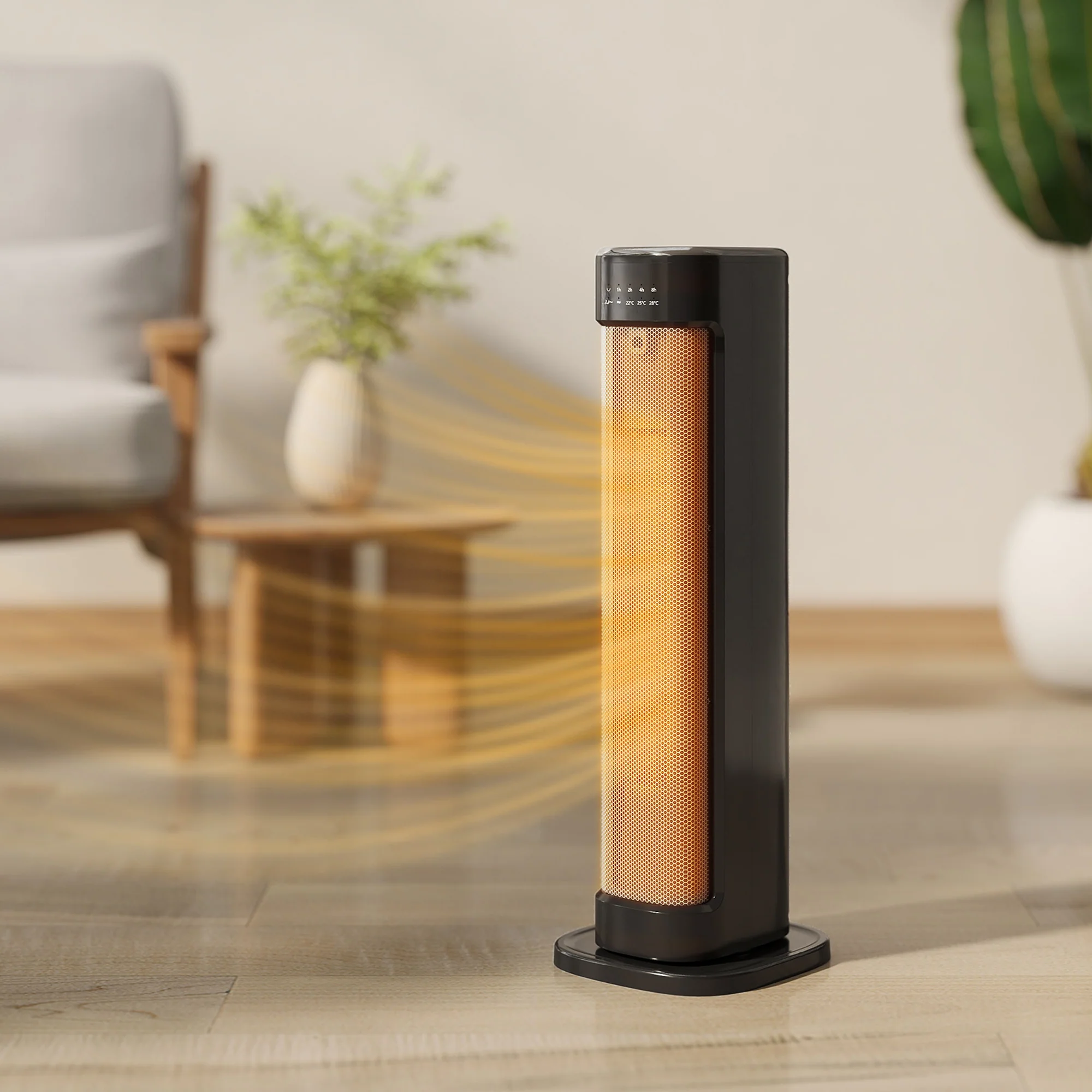 HOMCOM Ceramic Electric Heater, 2000W Space Heater With Timer, Black - Image 2