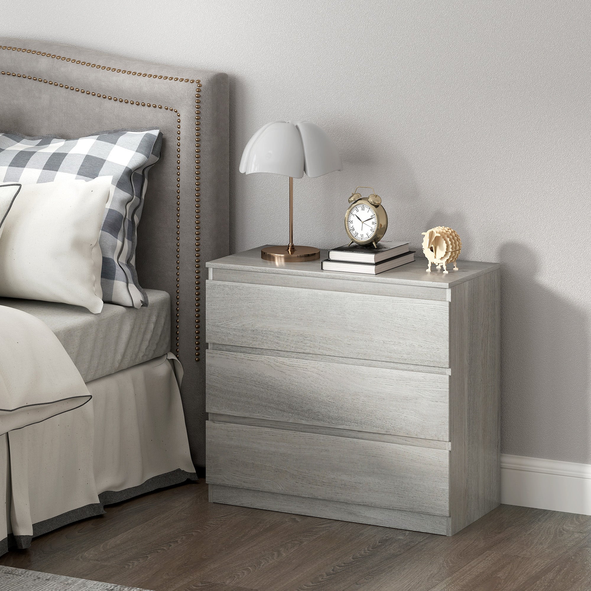 HOMCOM Chest of Drawers, 3 Drawer Storage Cabinet Unit for Bedroom, Grey - Image 7