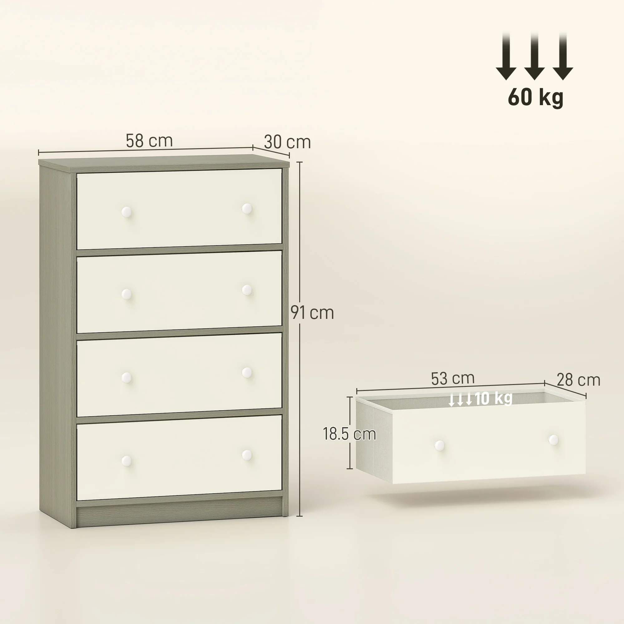 HOMCOM Chest Of Drawers, 4 Drawer Dresser For Bedroom - Image 14