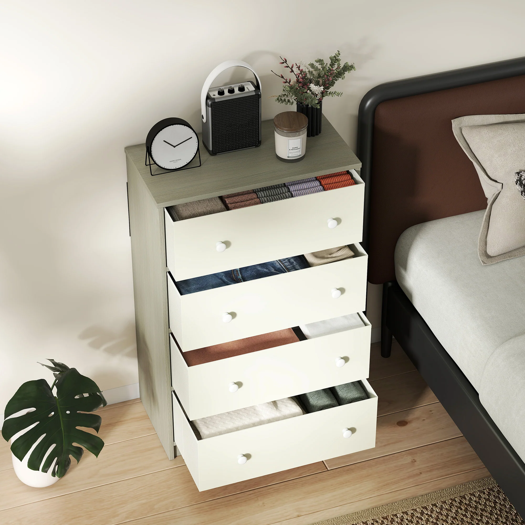 HOMCOM Chest Of Drawers, 4 Drawer Dresser For Bedroom - Image 16