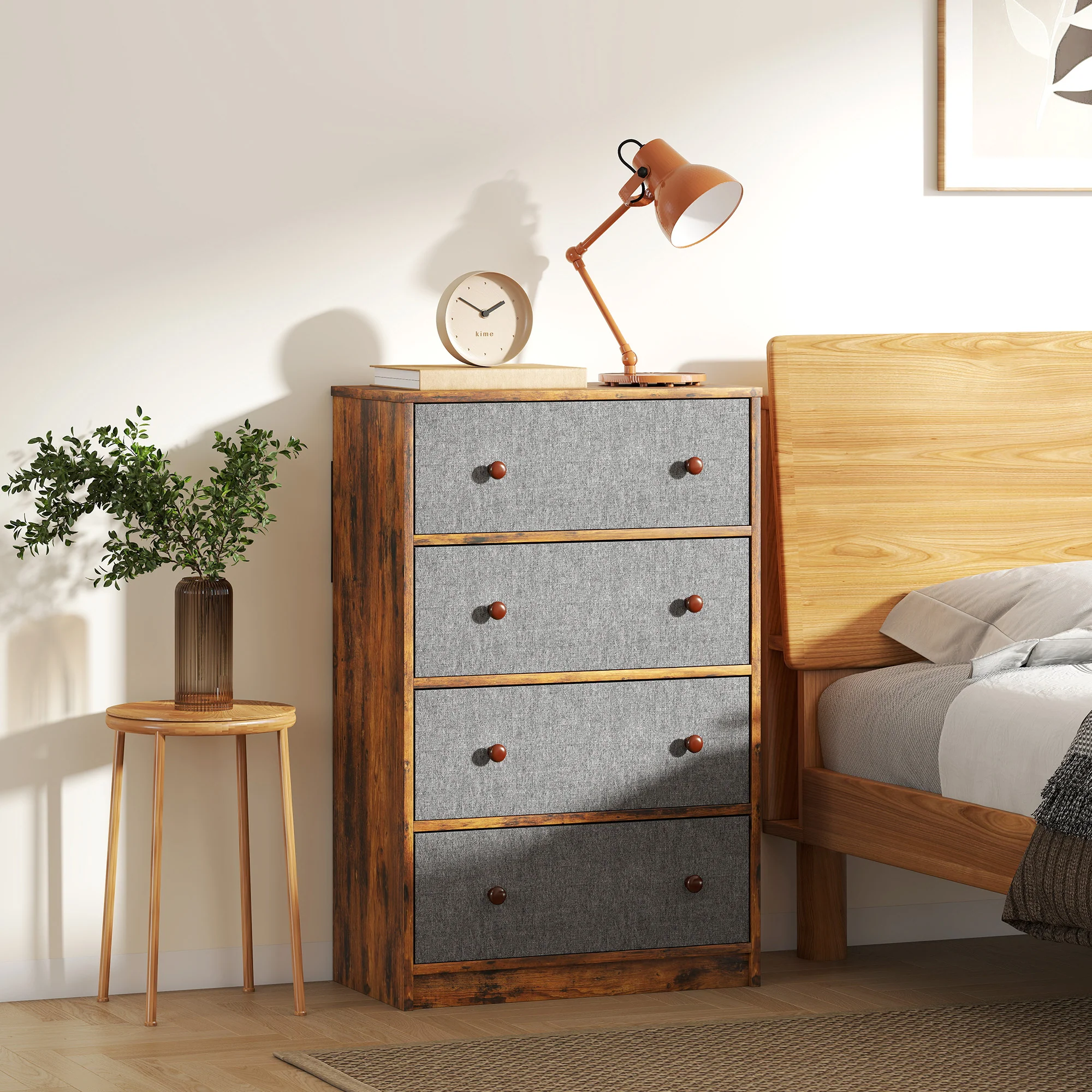 HOMCOM Chest Of Drawers, 4 Drawer Dresser For Bedroom - Image 2