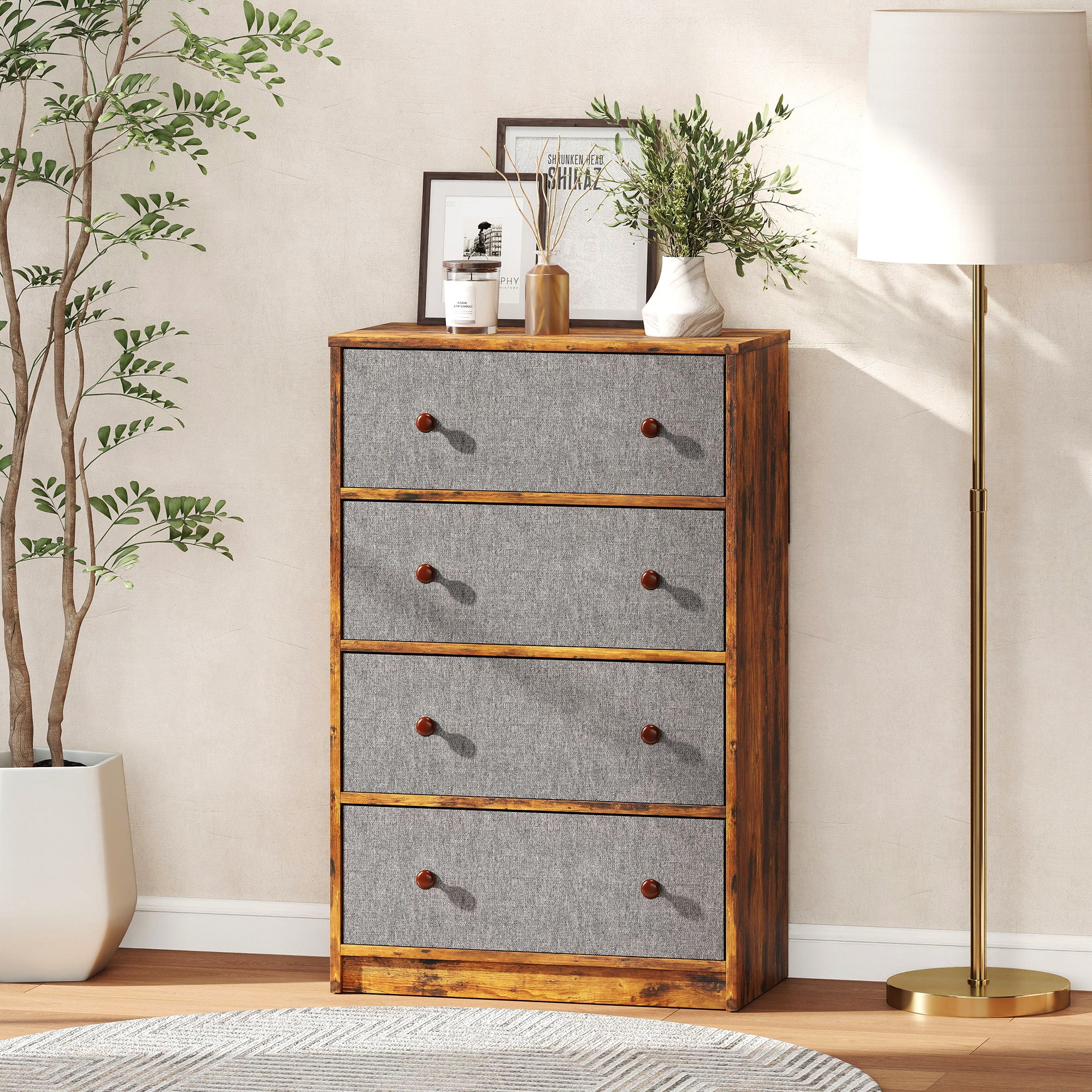 HOMCOM Chest Of Drawers, 4 Drawer Dresser For Bedroom - Image 8
