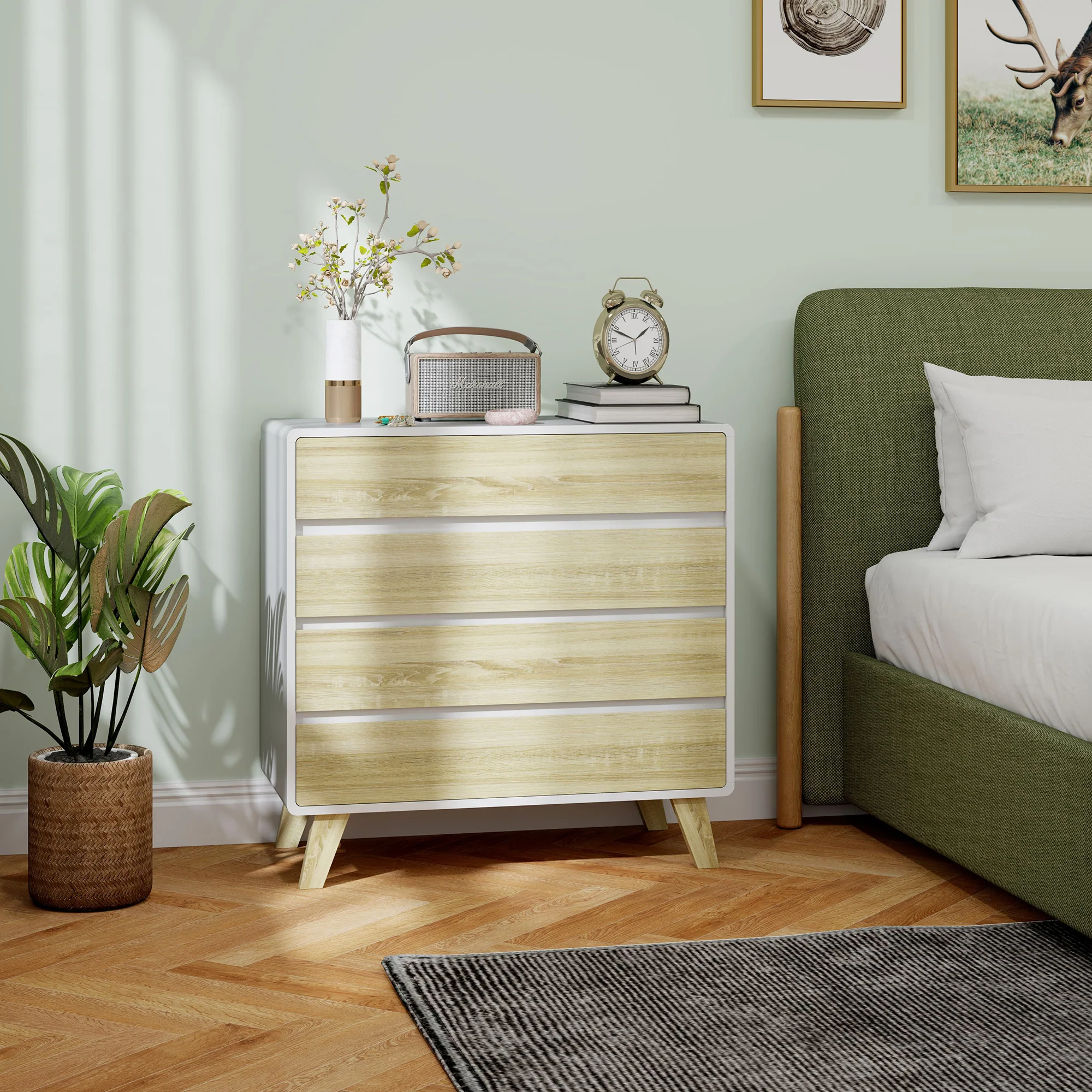 HOMCOM Chest of Drawers, 4 Drawer Storage Cabinet Organiser for Bedroom - Image 7