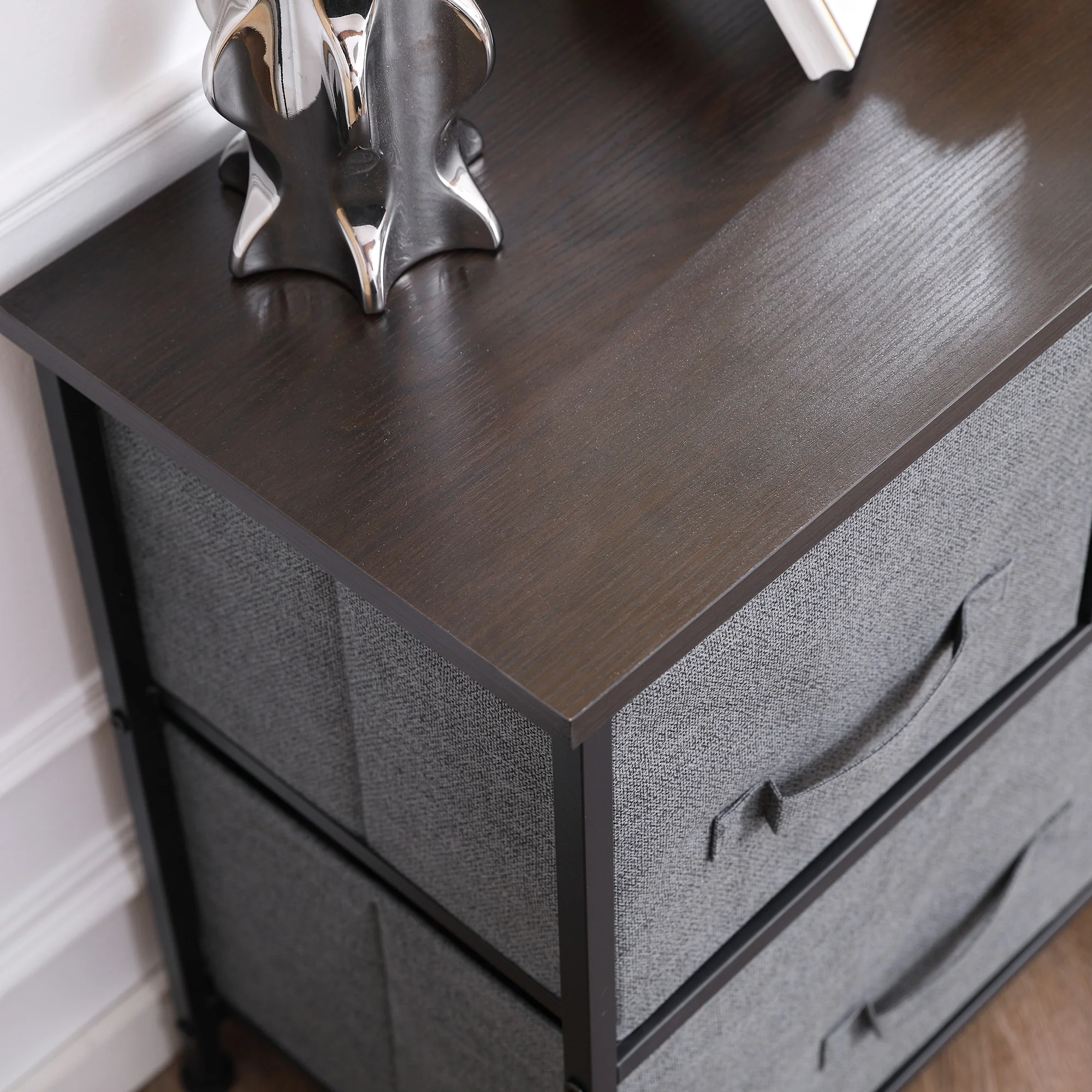 HOMCOM Chest Of Drawers, 5 Drawer Fabric Dresser For Bedroom, Dark Grey - Image 8