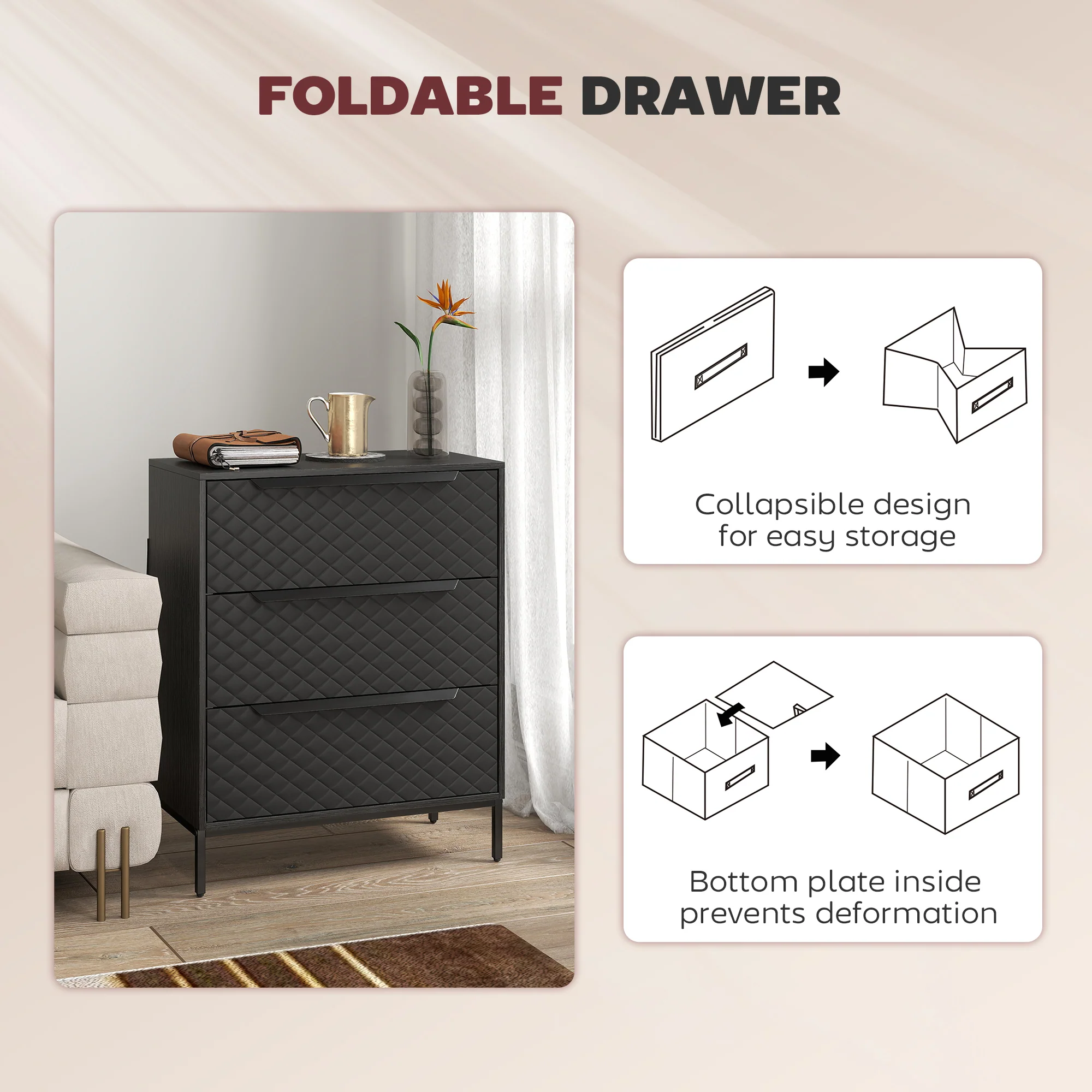 HOMCOM Chest of Drawers, Aluminium Handles, Black - Image 15