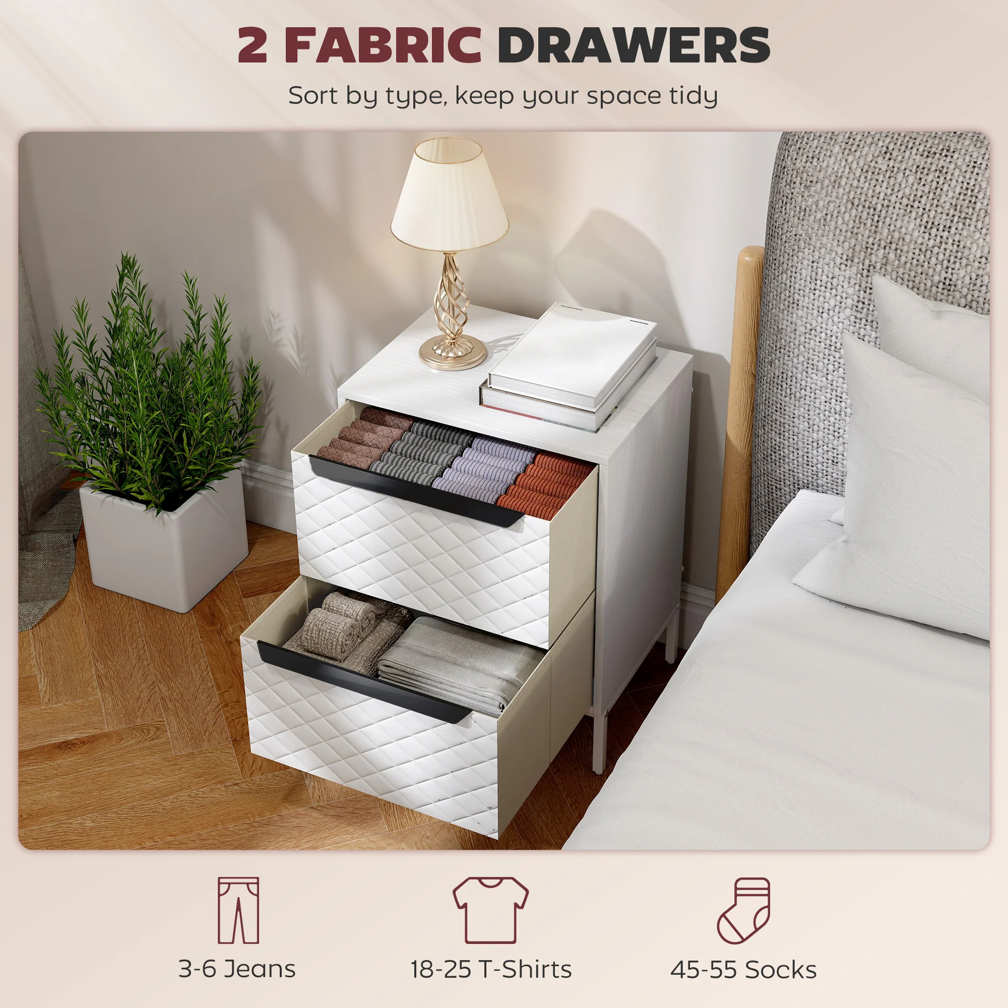 HOMCOM Chest of Drawers, Aluminium Handles, White - Image 3