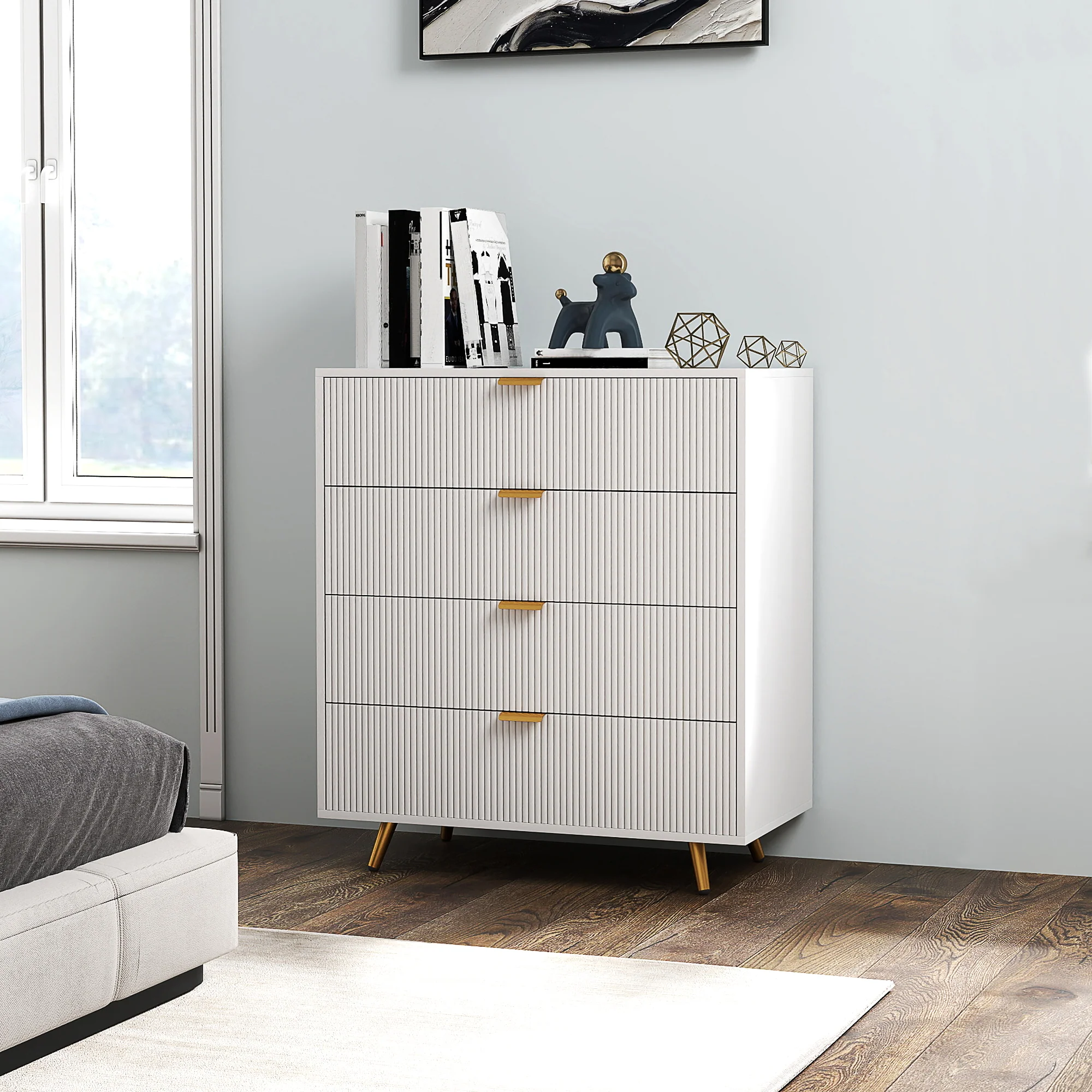 HOMCOM Chest of Drawers with 4 Drawers for Bedroom, Living Room - Image 11