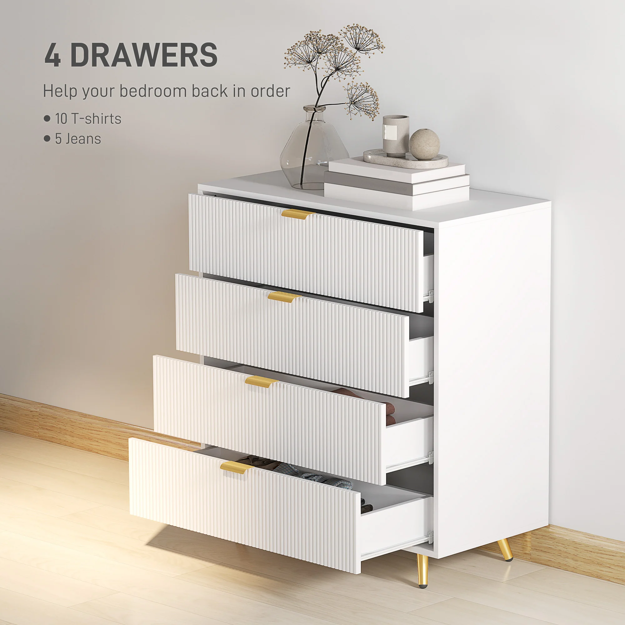 HOMCOM Chest of Drawers with 4 Drawers for Bedroom, Living Room - Image 12