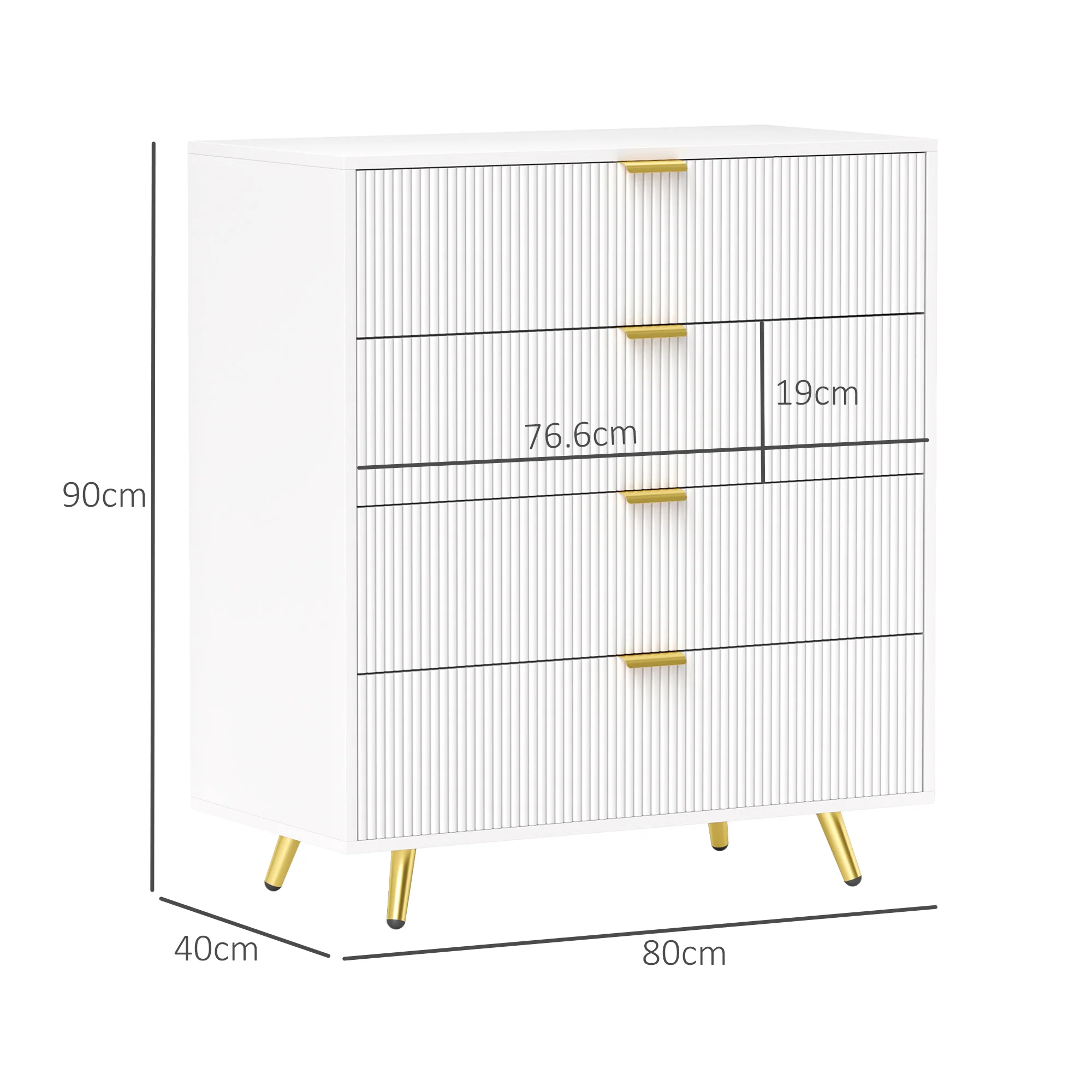 HOMCOM Chest of Drawers with 4 Drawers for Bedroom, Living Room - Image 14