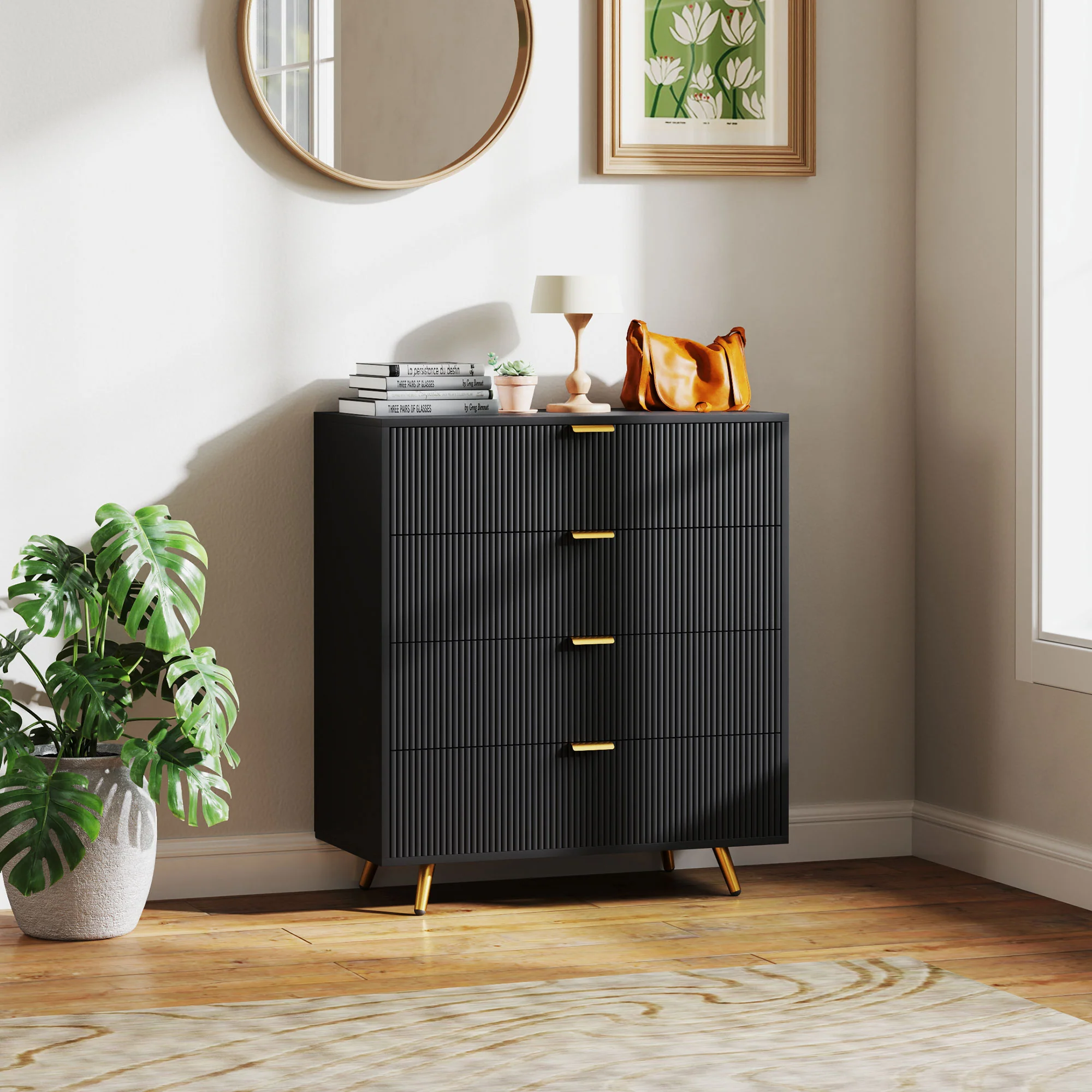 HOMCOM Chest of Drawers with 4 Drawers for Bedroom, Living Room - Image 2