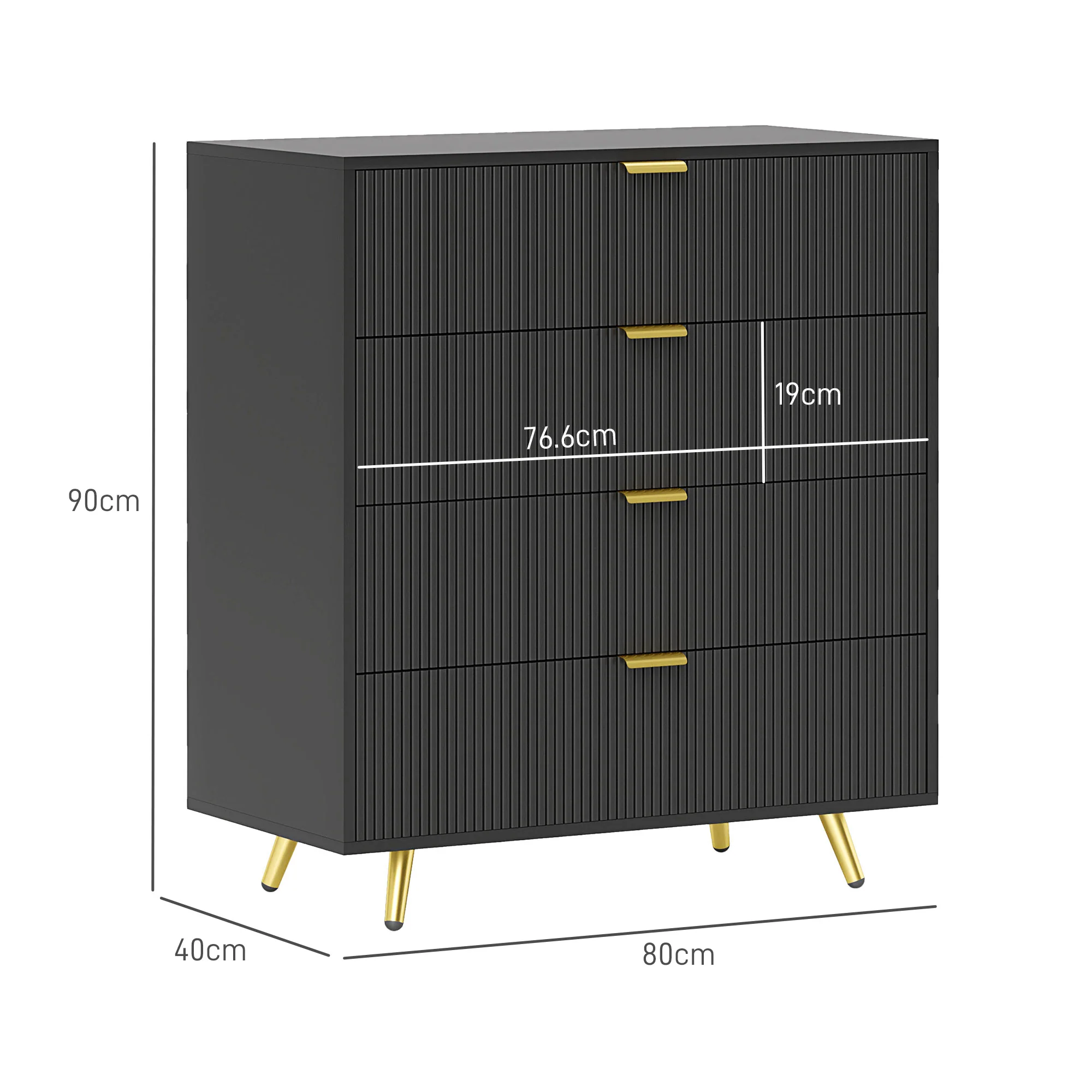 HOMCOM Chest of Drawers with 4 Drawers for Bedroom, Living Room - Image 5