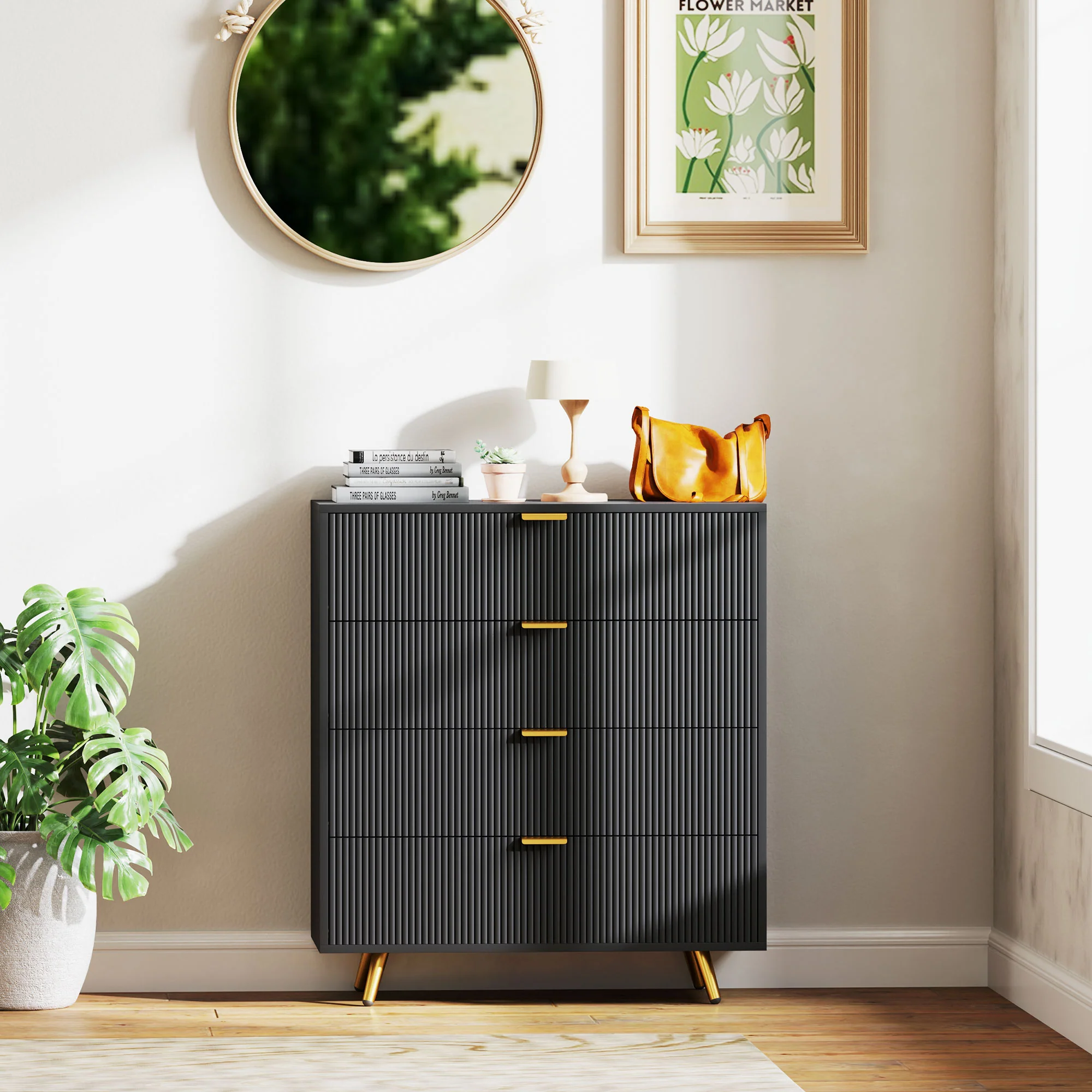 HOMCOM Chest of Drawers with 4 Drawers for Bedroom, Living Room - Image 7