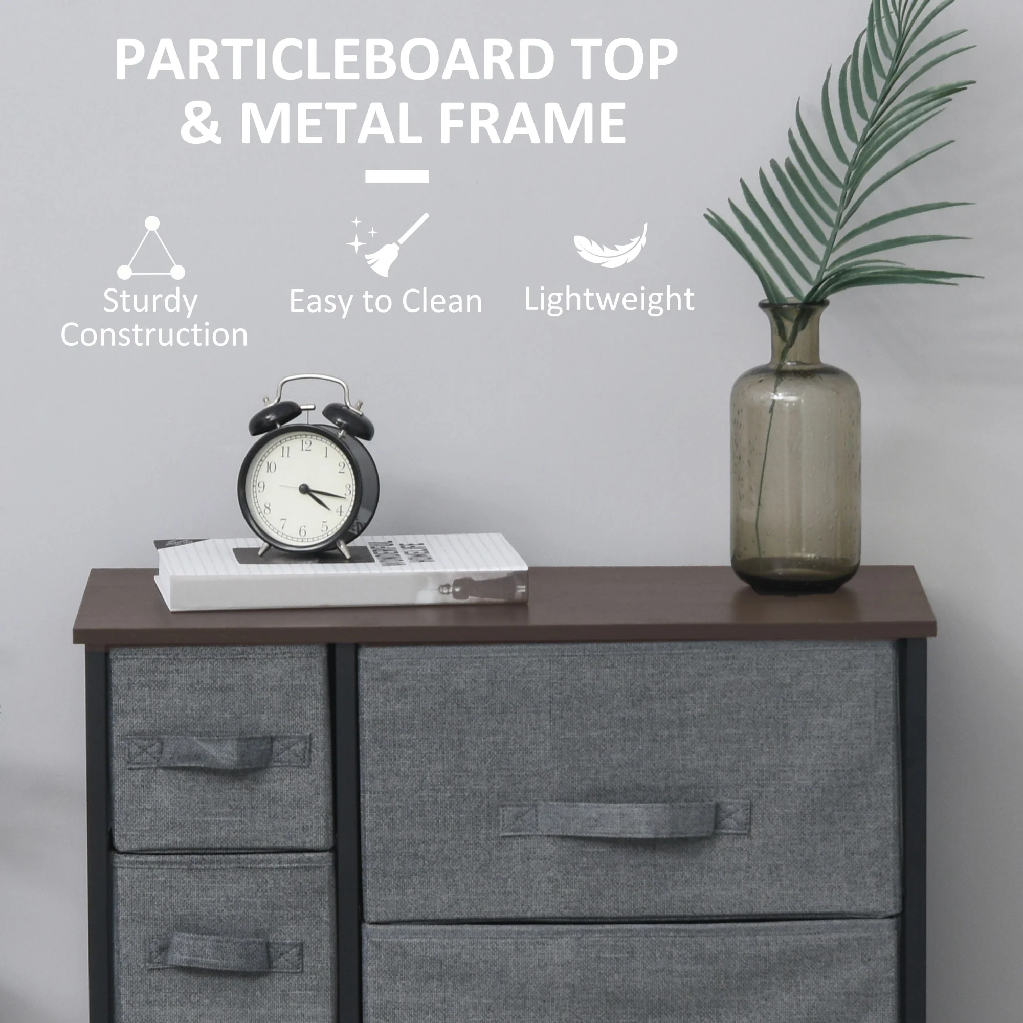 HOMCOM Chest Of Drawers With 7 Dresser Drawers For Home Bedroom, Dark Grey - Image 6