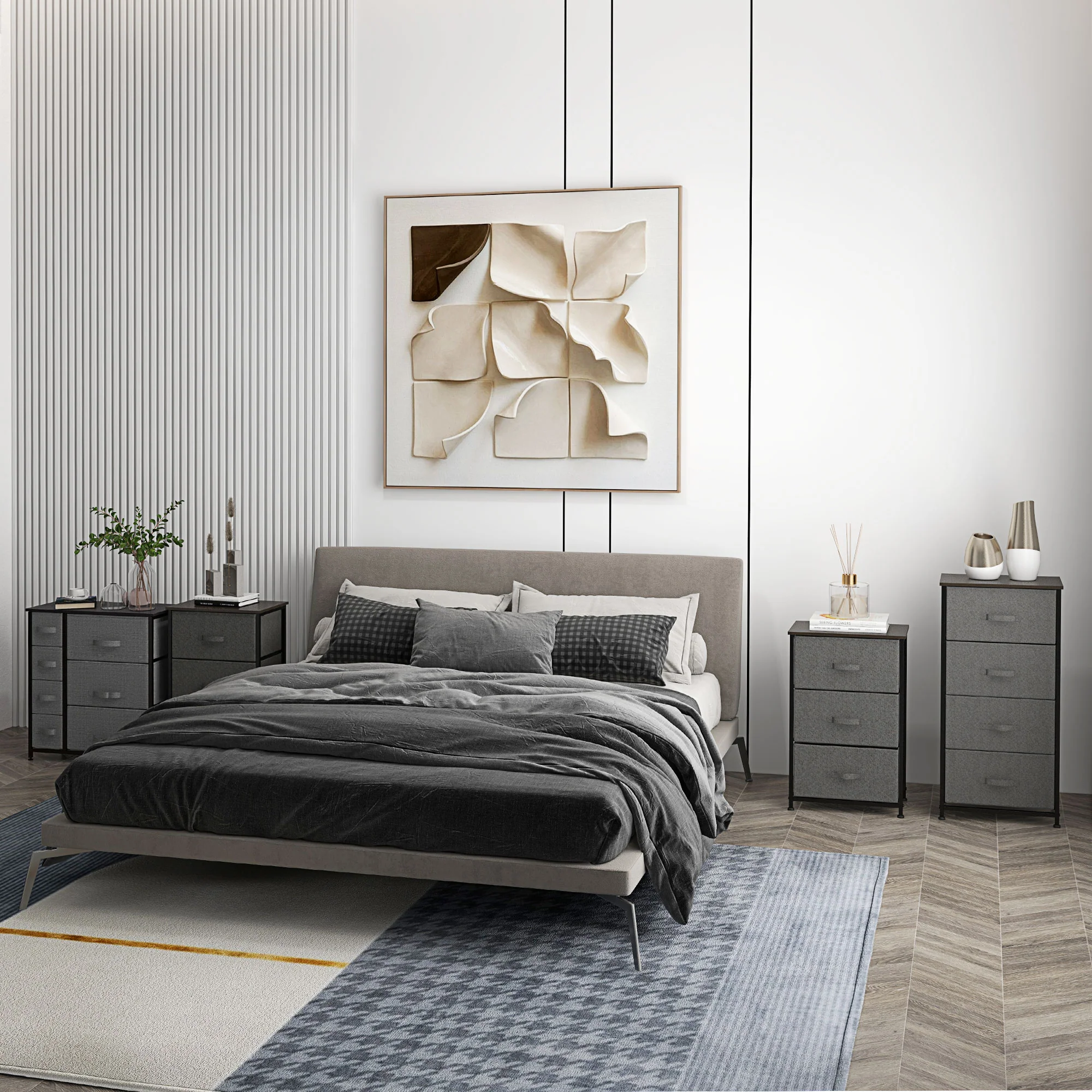 HOMCOM Chest Of Drawers With 7 Dresser Drawers For Home Bedroom, Dark Grey - Image 9