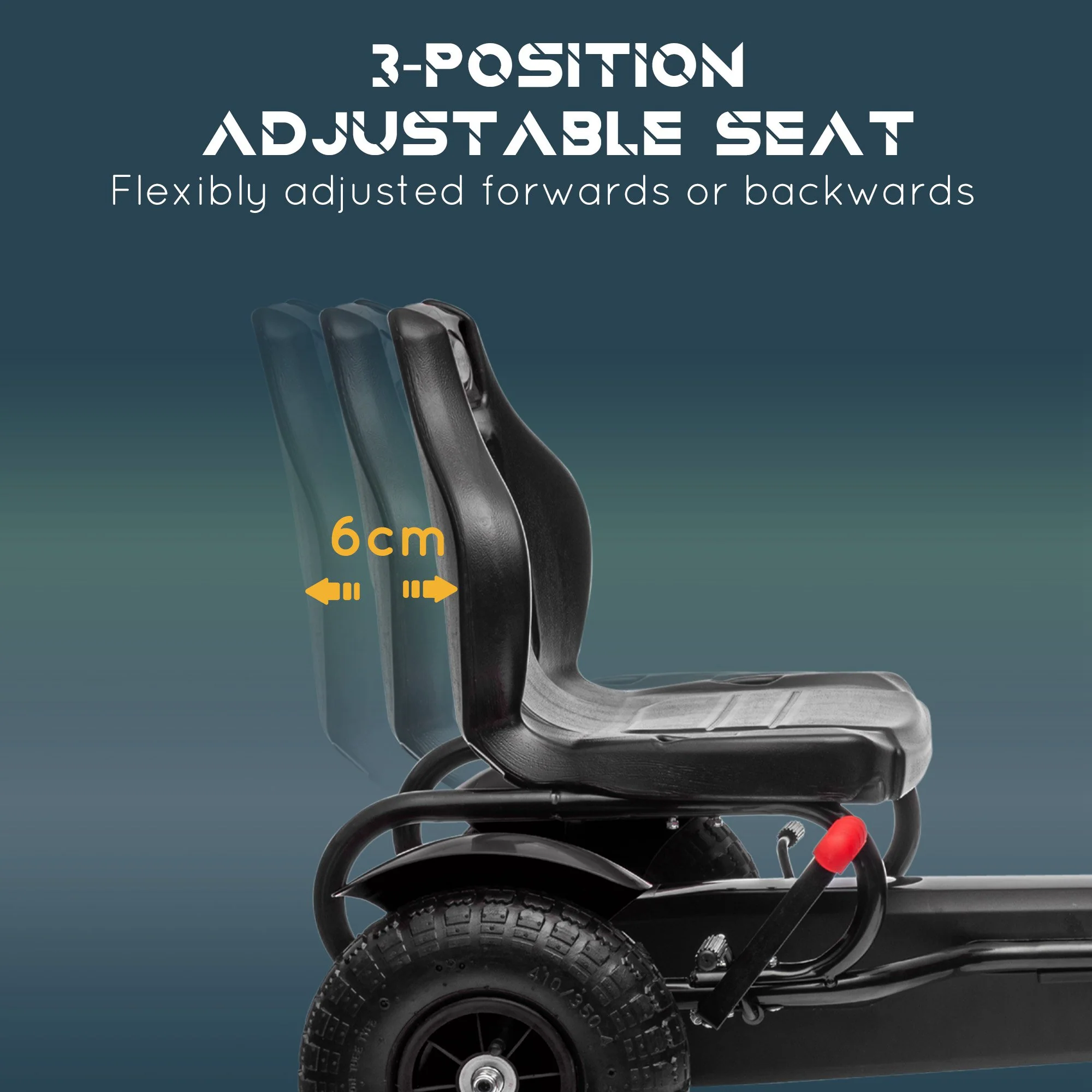 HOMCOM Children Pedal Go Kart W/ Adjustable Seat, Inflatable Tyres - Black - Image 3