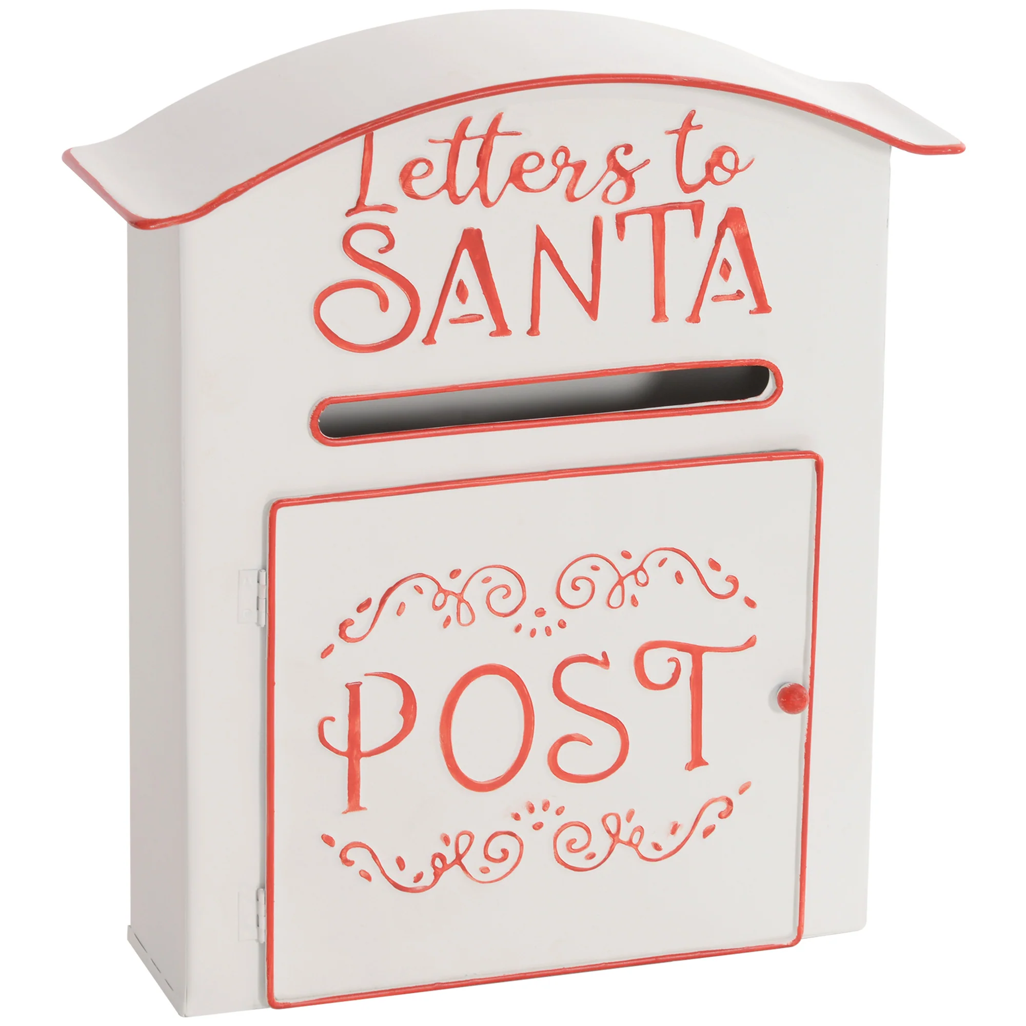 HOMCOM Christmas Post Box Wall Mounted Santa Mailbox For Xmas Decoration