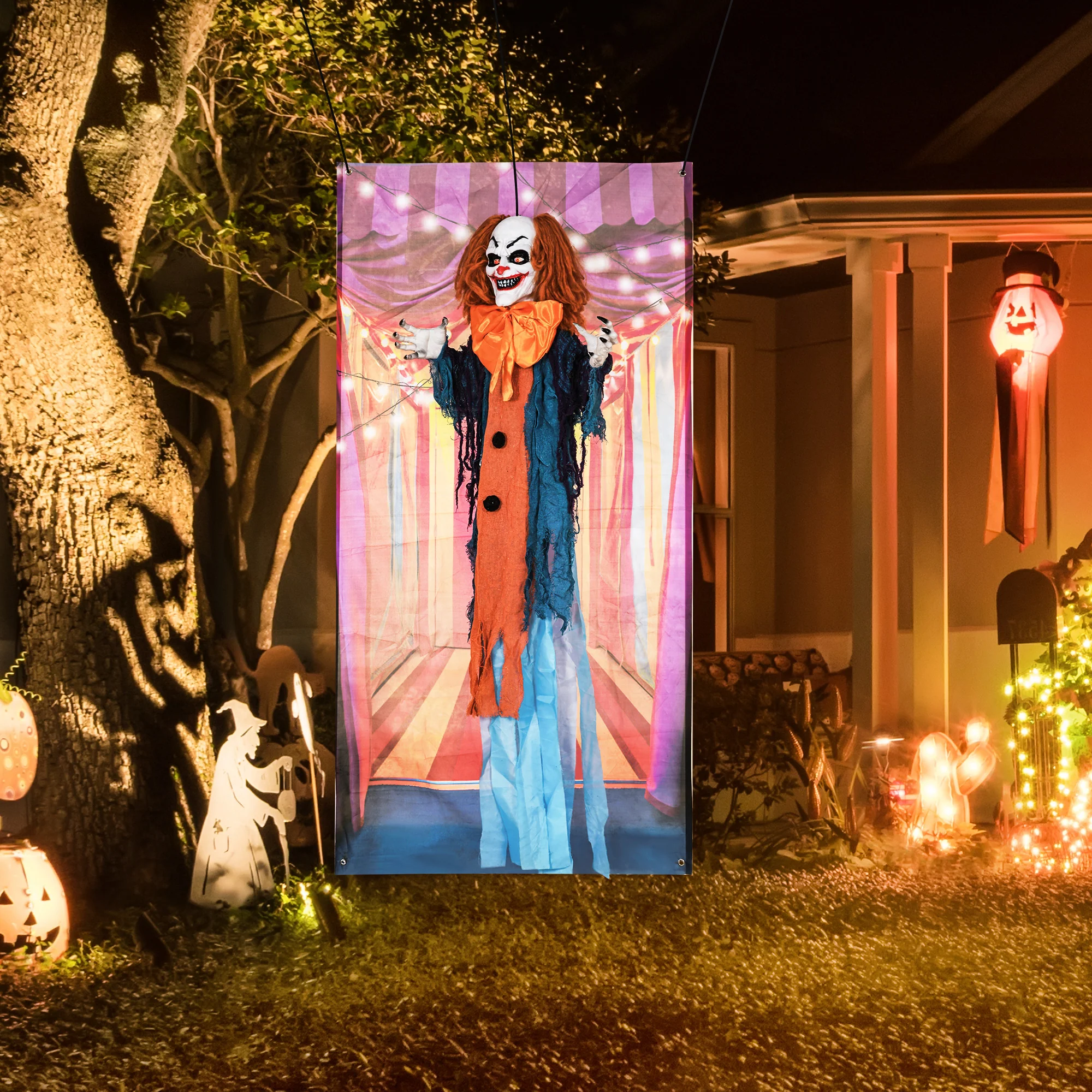 HOMCOM Circus Clown Halloween Decoration, Outdoor Animated Prop for Party - Image 2