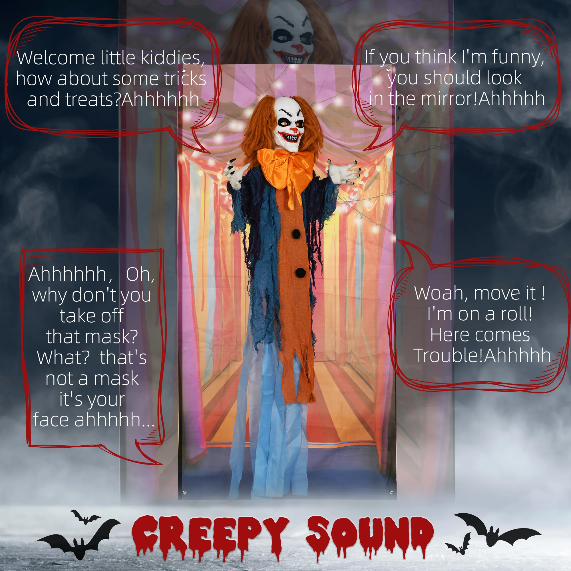 HOMCOM Circus Clown Halloween Decoration, Outdoor Animated Prop for Party - Image 4