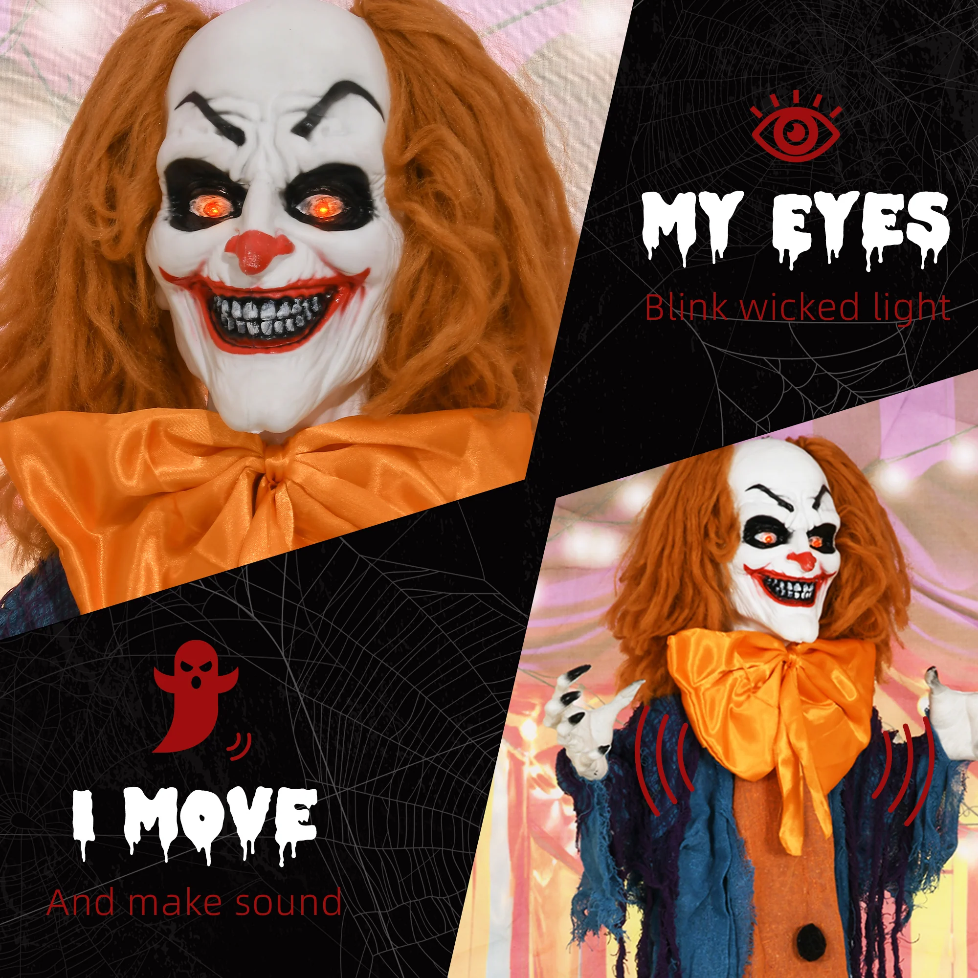 HOMCOM Circus Clown Halloween Decoration, Outdoor Animated Prop for Party - Image 5