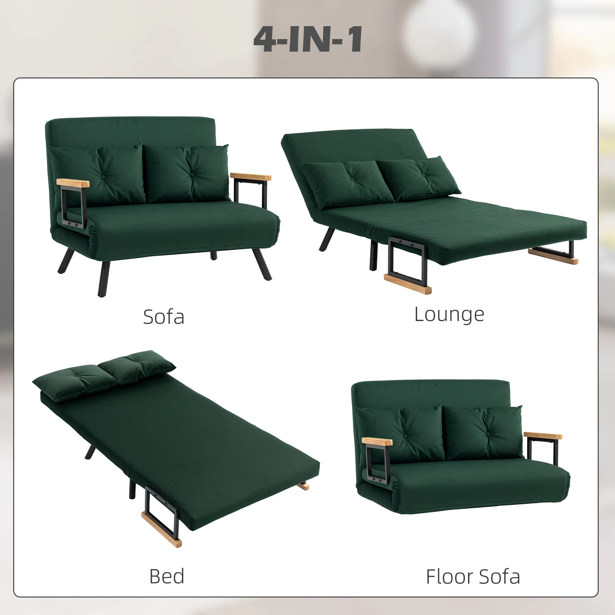 HOMCOM Click Clack 2 Seater Sofa Bed for Living Room, Guest Room - Image 12