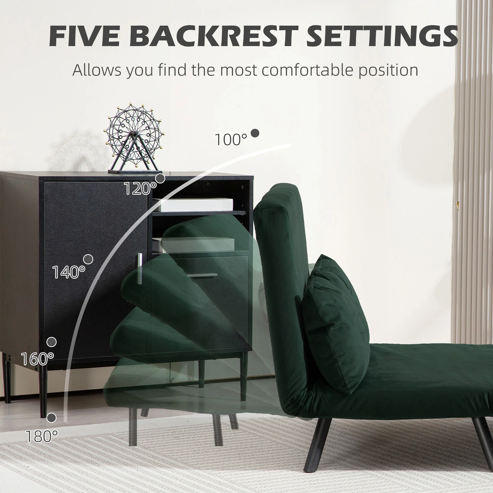 HOMCOM Click Clack 2 Seater Sofa Bed for Living Room, Guest Room - Image 13