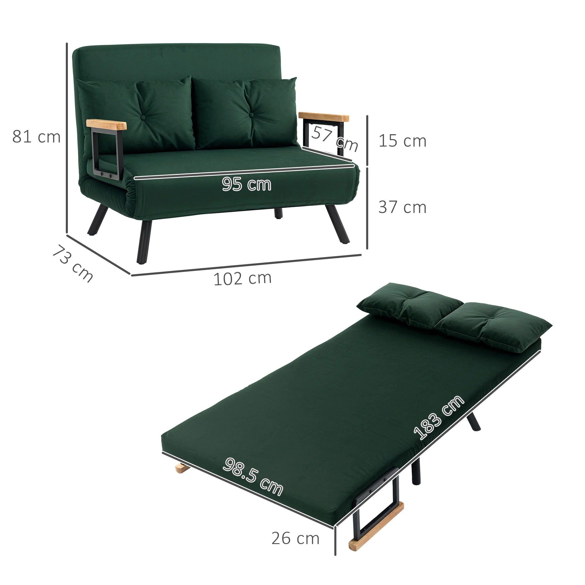 HOMCOM Click Clack 2 Seater Sofa Bed for Living Room, Guest Room - Image 14