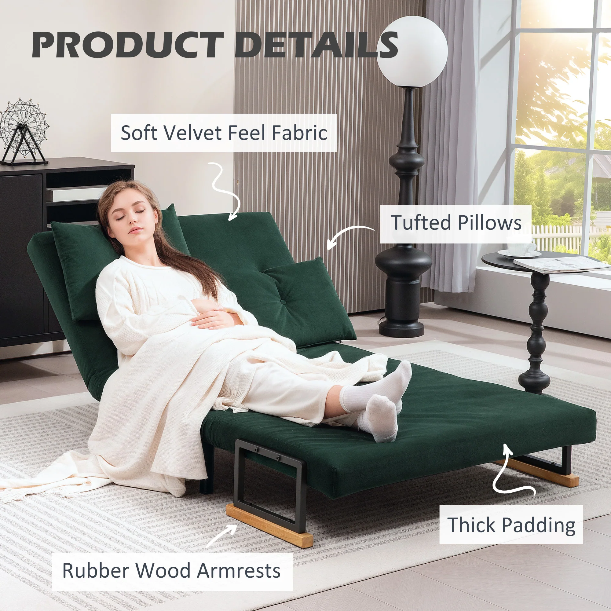 HOMCOM Click Clack 2 Seater Sofa Bed for Living Room, Guest Room - Image 15