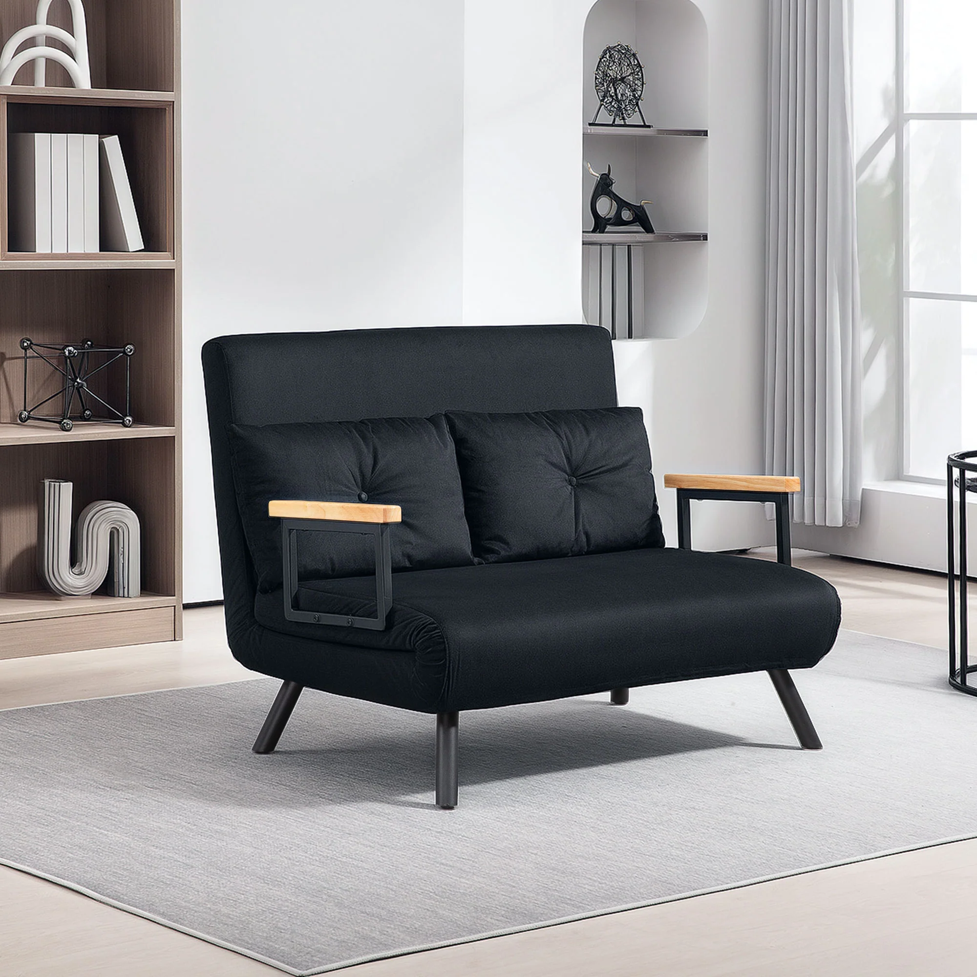 HOMCOM Click Clack 2 Seater Sofa Bed for Living Room, Guest Room - Image 2