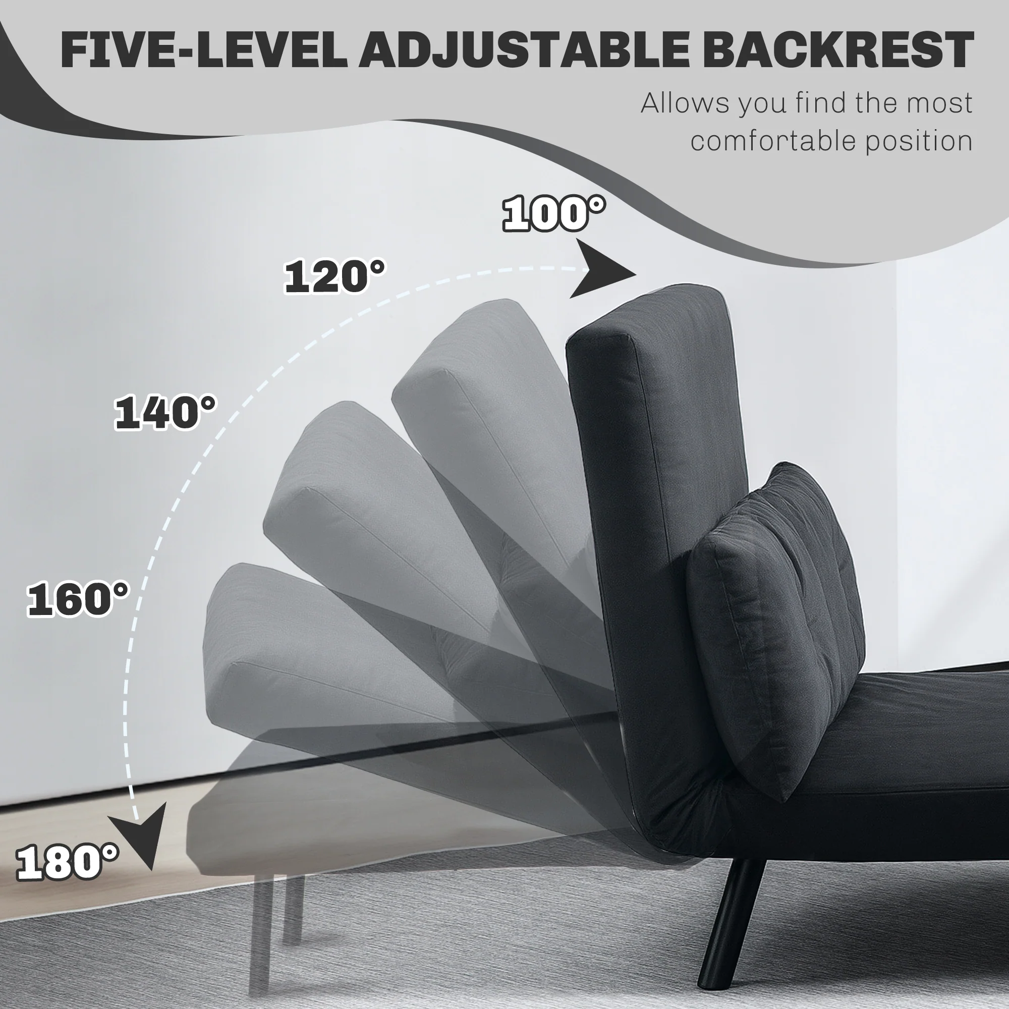 HOMCOM Click Clack 2 Seater Sofa Bed for Living Room, Guest Room - Image 4