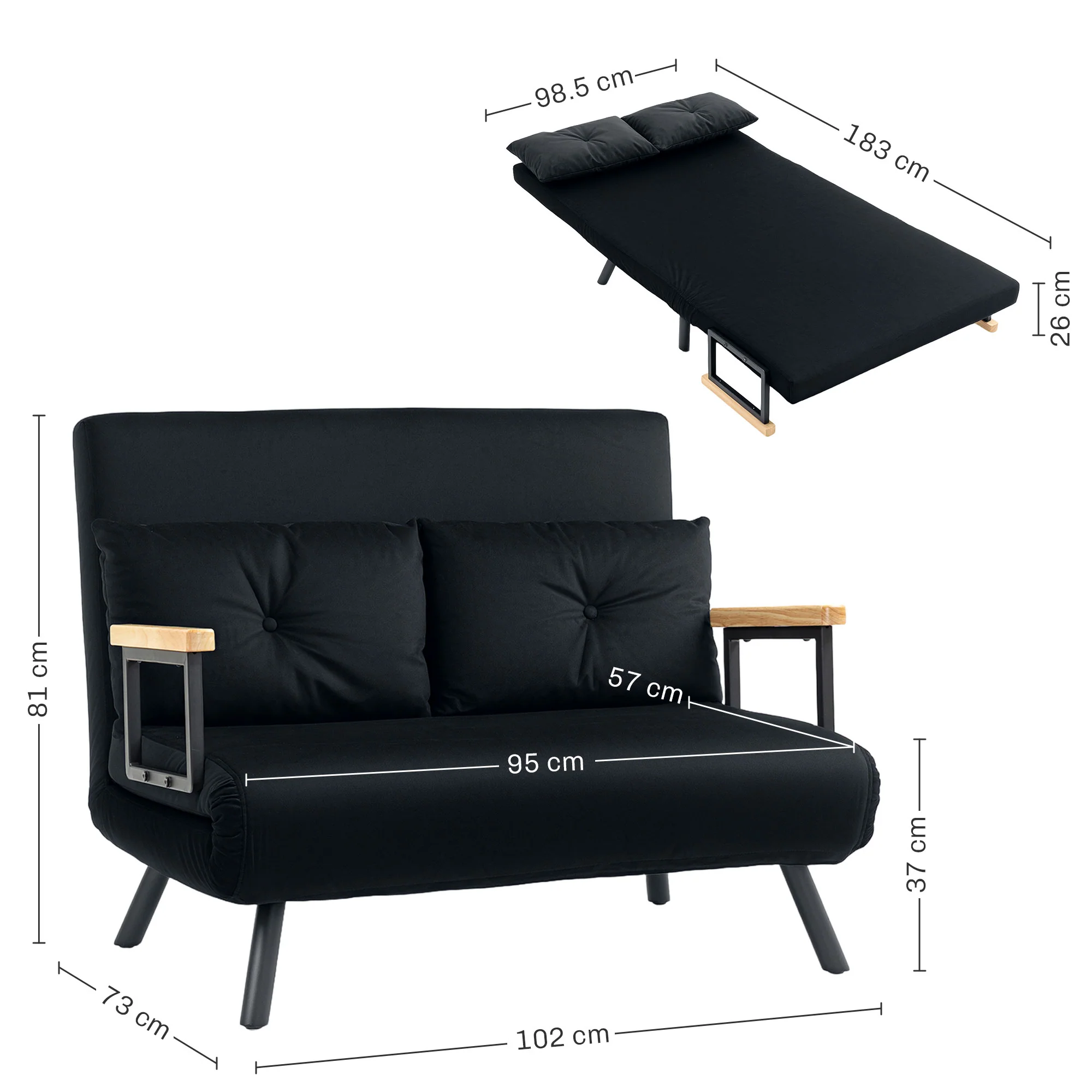 HOMCOM Click Clack 2 Seater Sofa Bed for Living Room, Guest Room - Image 5