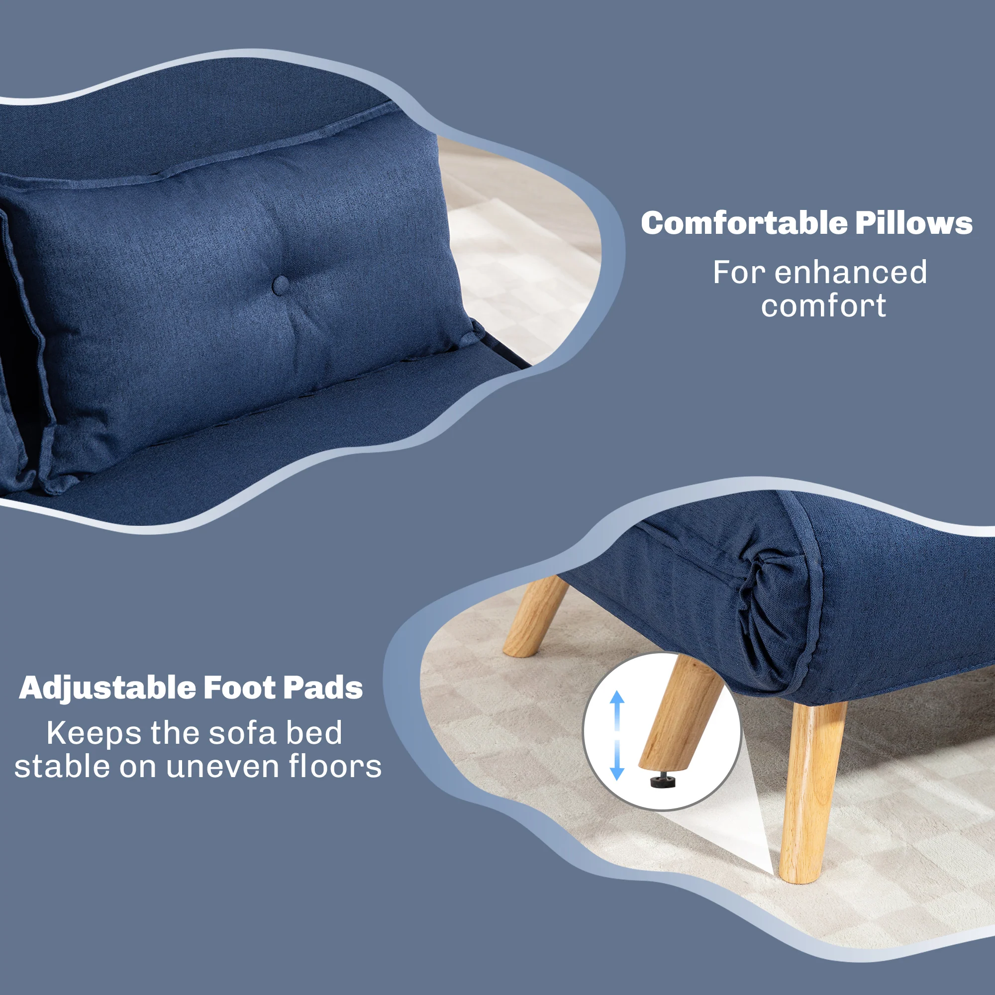 HOMCOM Click Clack Sofa Bed, 2 Seater Bed Settee For Living Room - Image 16