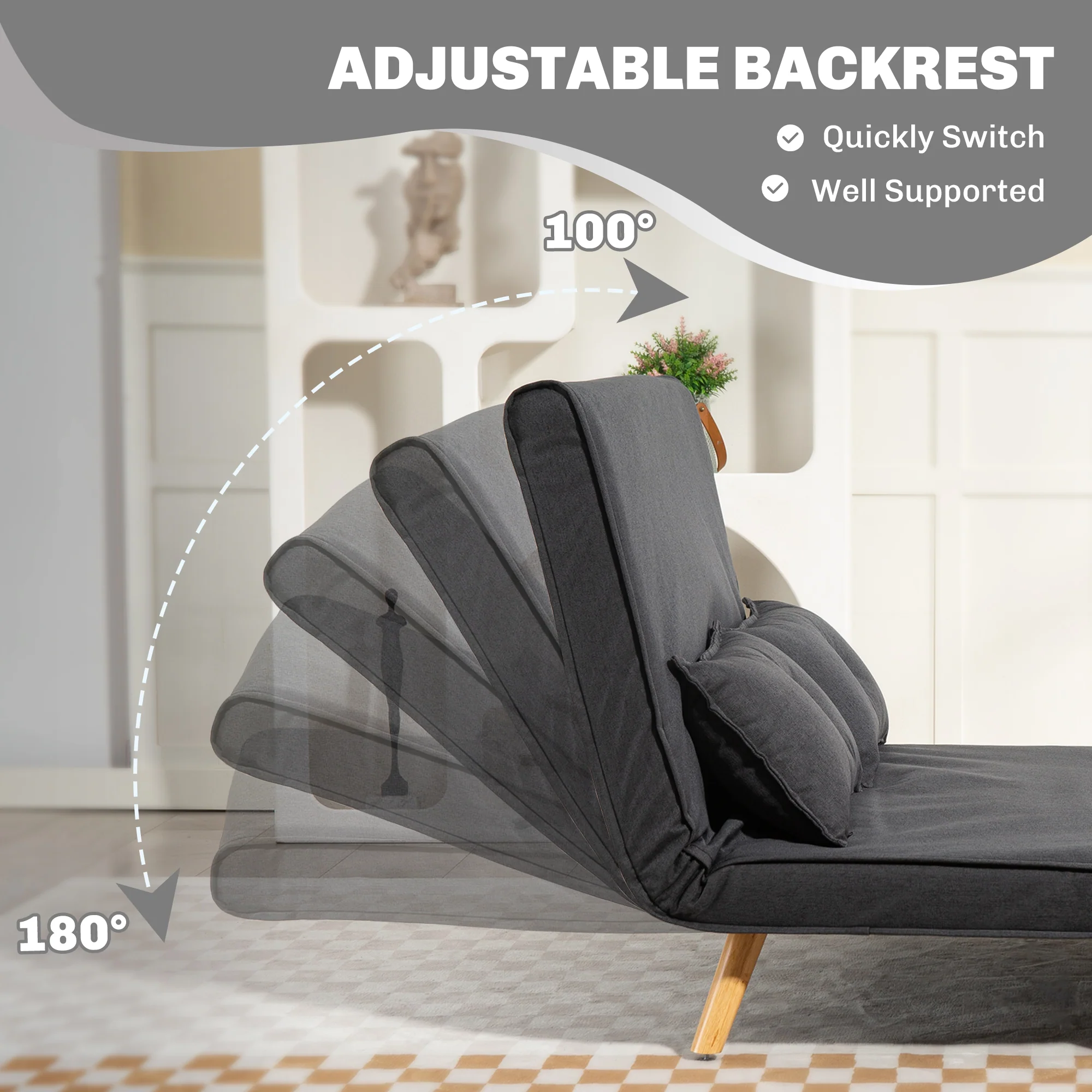 HOMCOM Click Clack Sofa Bed, 2 Seater Bed Settee For Living Room - Image 4