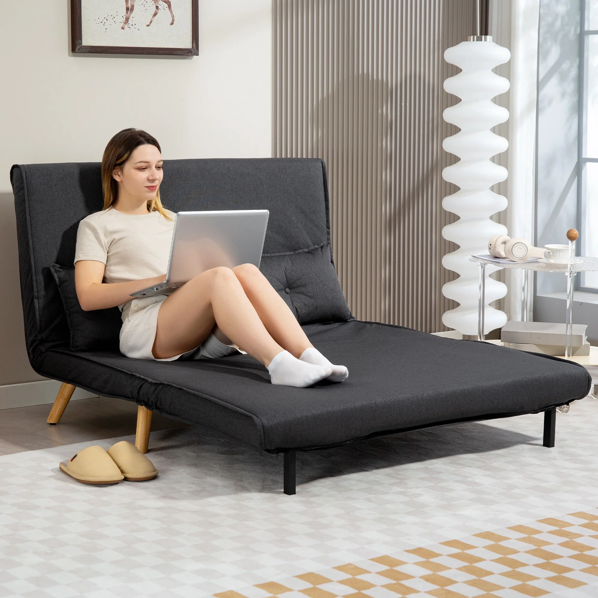 HOMCOM Click Clack Sofa Bed, 2 Seater Bed Settee For Living Room - Image 8